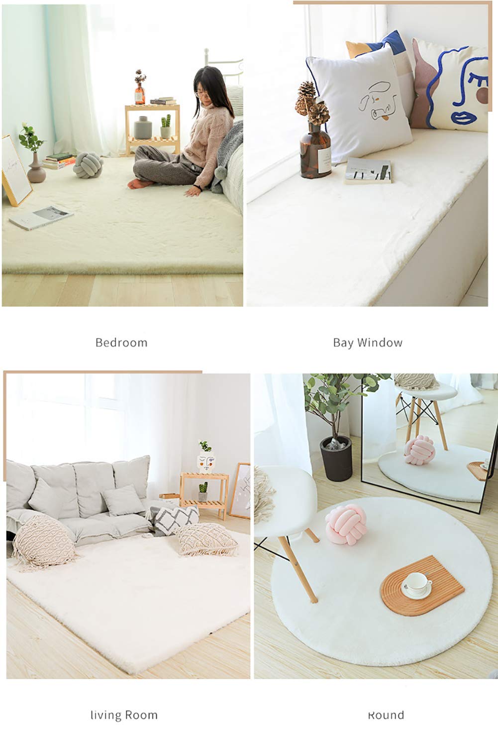 Luxury High Pile Plush Faux Rabbit Fur Area Rug - Ultra Soft Washable Fluffy Shag Carpet for Living Room & Bedroom - Japanese Style Long Hair Pink Rug 47x63 inches (120x160cm) - Perfect for Cozy Home Decor, Nursery Floor Mat, and Bedside Warmth