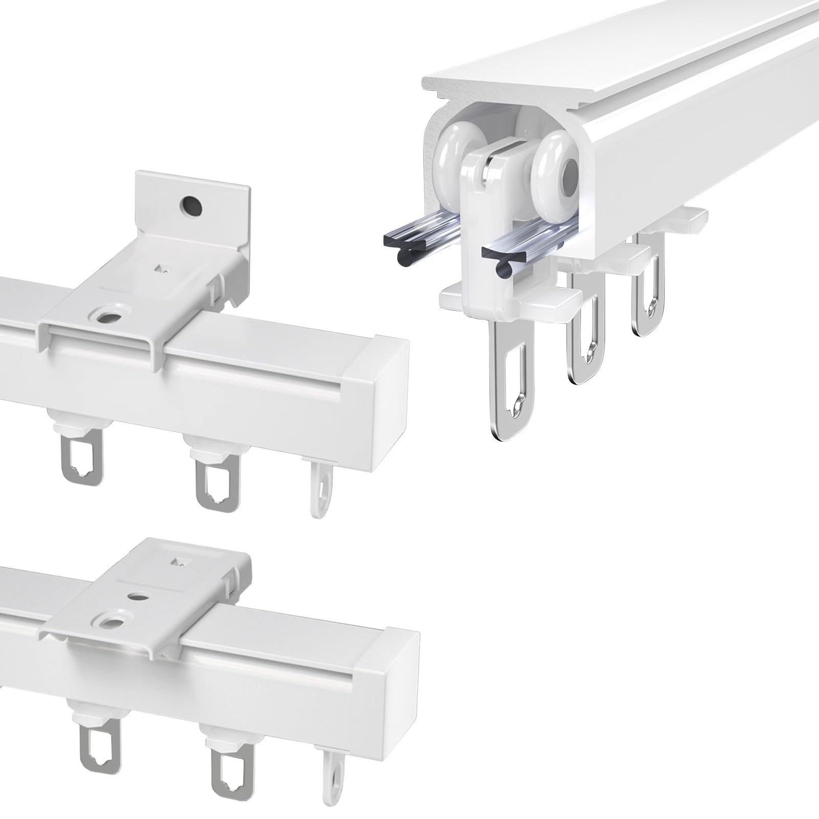 Heavy Duty Aluminum Curtain Track System 20-236 Inches (50-600cm) - Wall/Ceiling Mount Sliding Rail for Living Room, Office, Window & Room Divider | Durable Home & Commercial Use