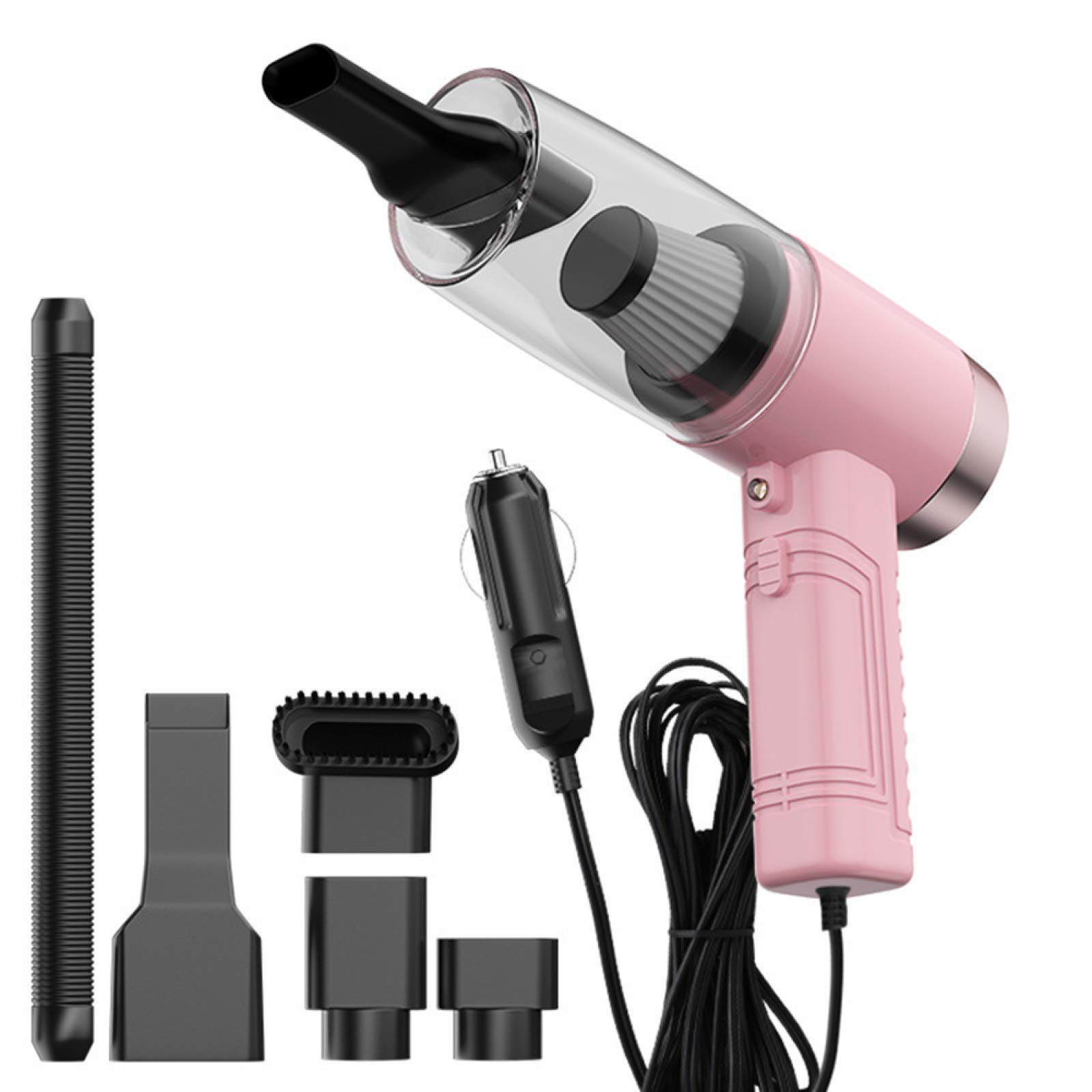 12V 4500Pa Powerful Handheld Vacuum Cleaner - Portable Car Vacuum with Cigarette Lighter Charger, Wet/Dry Use, LED Light - Perfect for Home, Car, RV & Pet Hair Cleaning