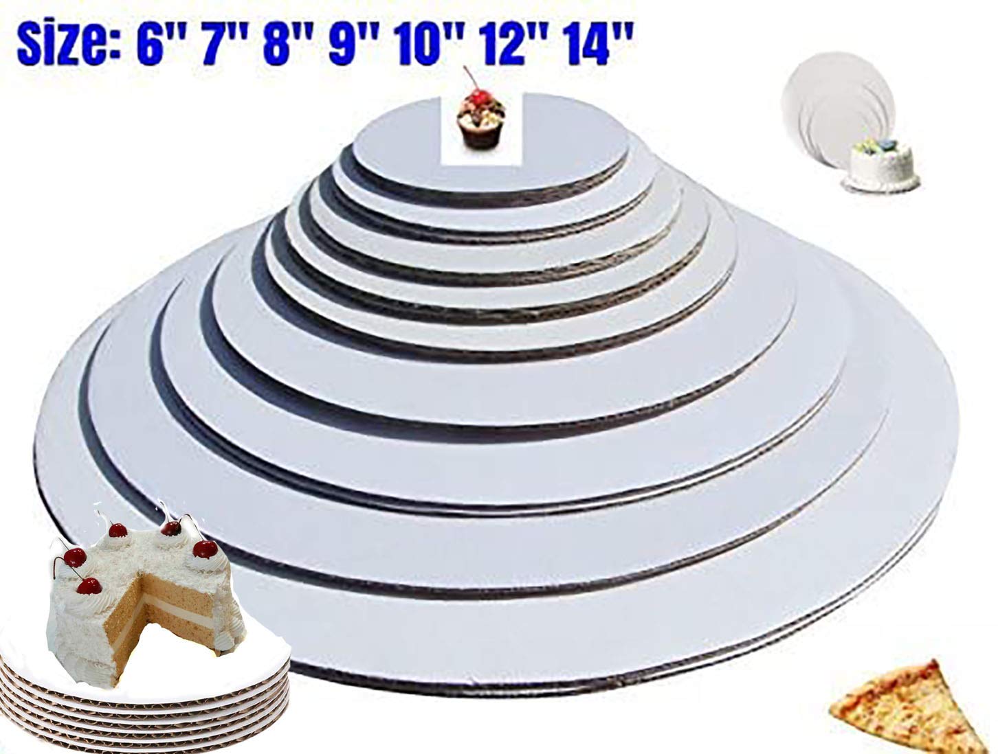 Premium White Cardboard Cake Circles - Heavy Duty Round Cake Boards Set (6