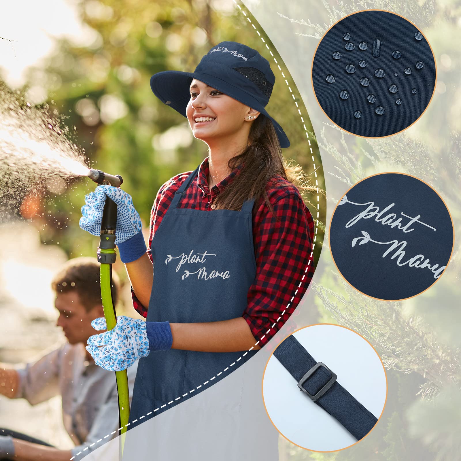 8 Pcs Gardening Tools Kit for Women - Includes Planting Tools, Gardening Hat, Waterproof Apron & Gloves - Perfect Gift for Mom, Outdoor Planting, Spring Horticulture & Backyard Gardening