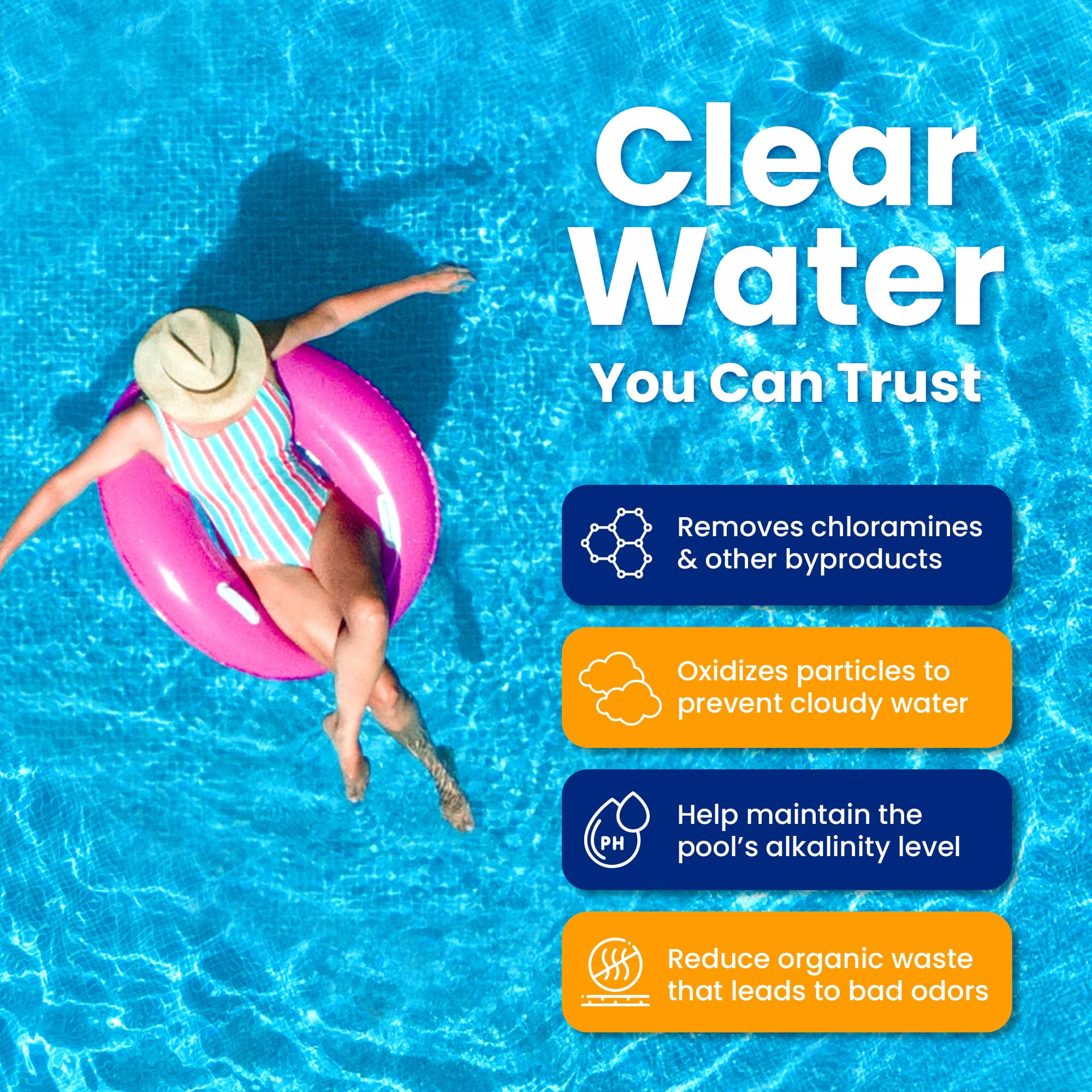 68% Calcium Hypochlorite Pool Shock - 50 lbs Chlorine Granules for Inground & Above Ground Swimming Pools | Fast-Acting Water Treatment for Saltwater & Freshwater Pools | Ideal for Weekly Maintenance & Algae Prevention