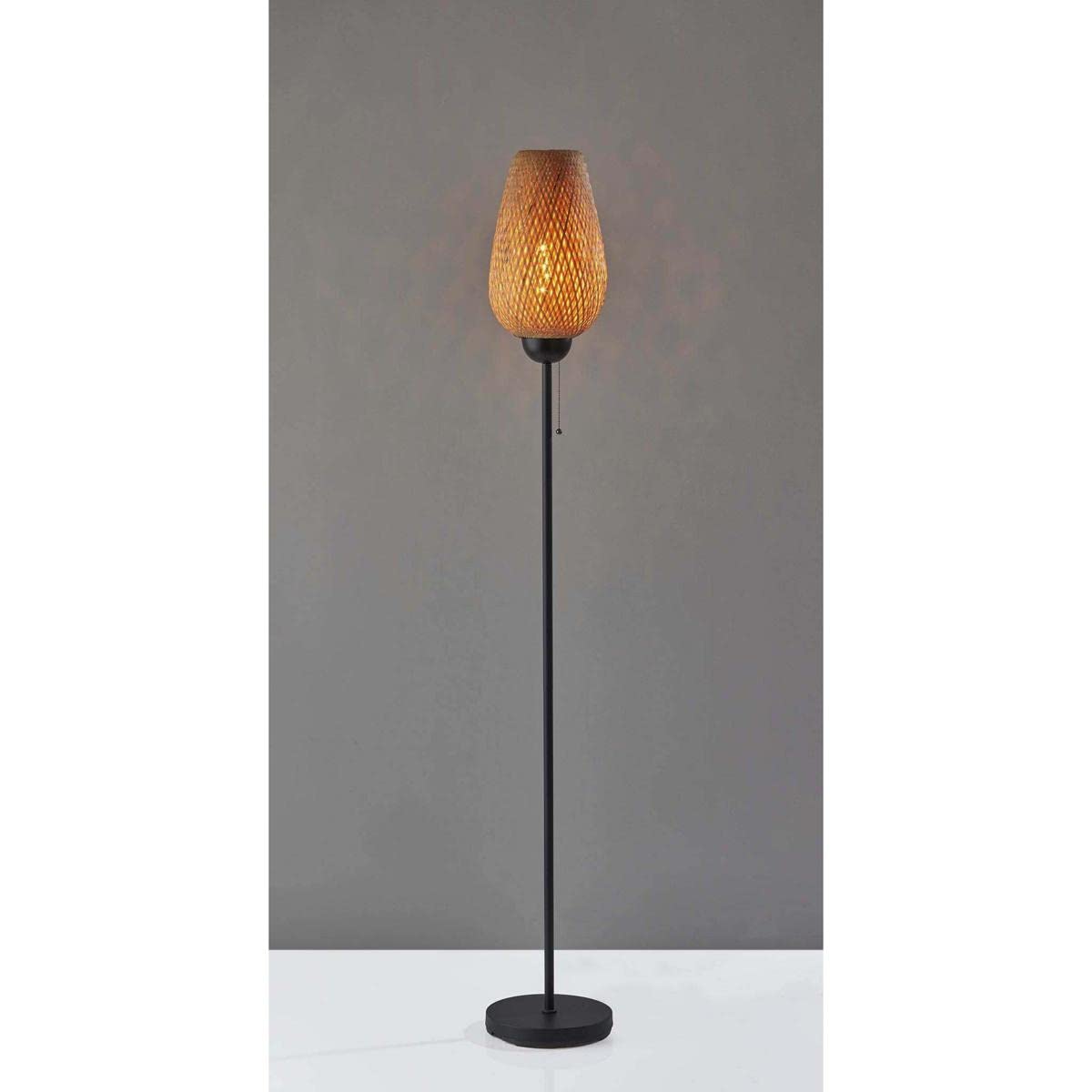 Adesso Hugo Modern Floor Lamp with Adjustable Height - Stylish LED Standing Light for Living Room, Bedroom, or Office - Perfect for Reading, Relaxing, and Ambient Lighting