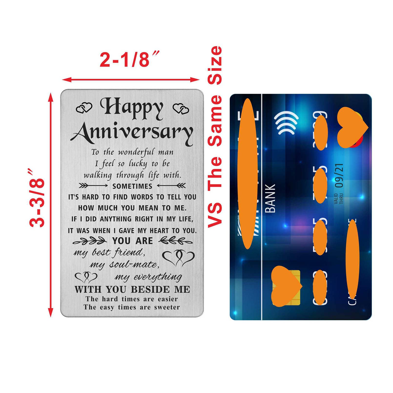 Romantic Anniversary Gifts for Husband - Engraved Metal Wallet Insert Card, Wedding Anniversary Greeting Card for Men | Thoughtful Present for Couples, Anniversaries & Special Occasions