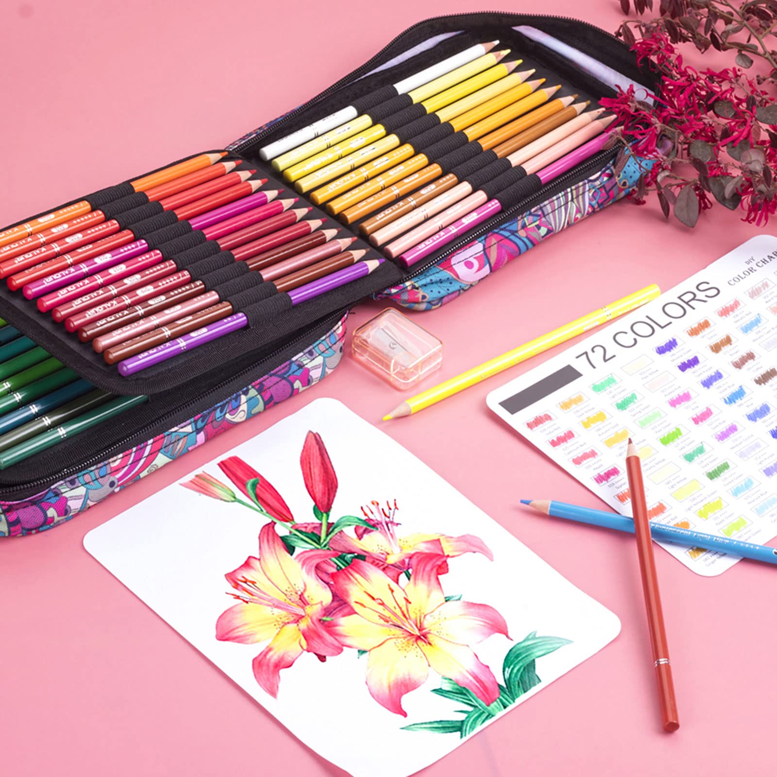 Premium Limous 72-Colored Pencil Set with A5 Sketchbook & Travel Case - Includes 7 Metallic Colors for Professional Drawing, Sketching, Blending & Layering - Perfect for Artists, Students & Travel Sketching
