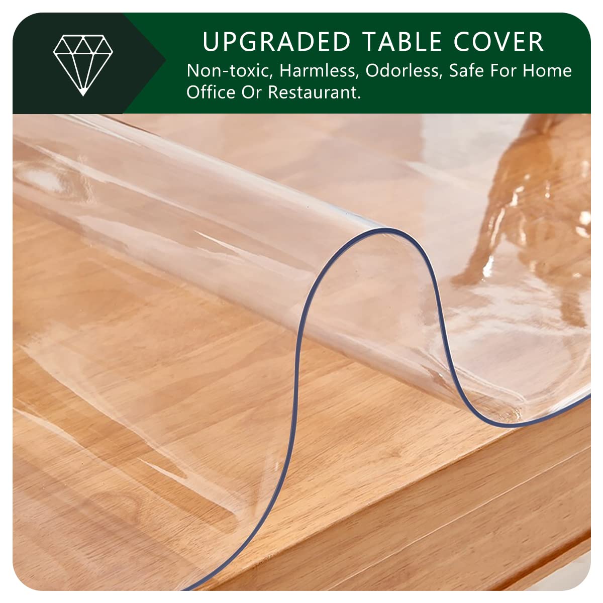 24x42 Inch Clear PVC Desk Cover Protector - 1.5mm Thick Rectangular Plastic Table Pad Mat, Waterproof & Non-Slip Vinyl Tablecloth for Coffee Table, Writing Desk, TV Stand, Makeup Vanity, Dining Table - Home & Office Organization Solution