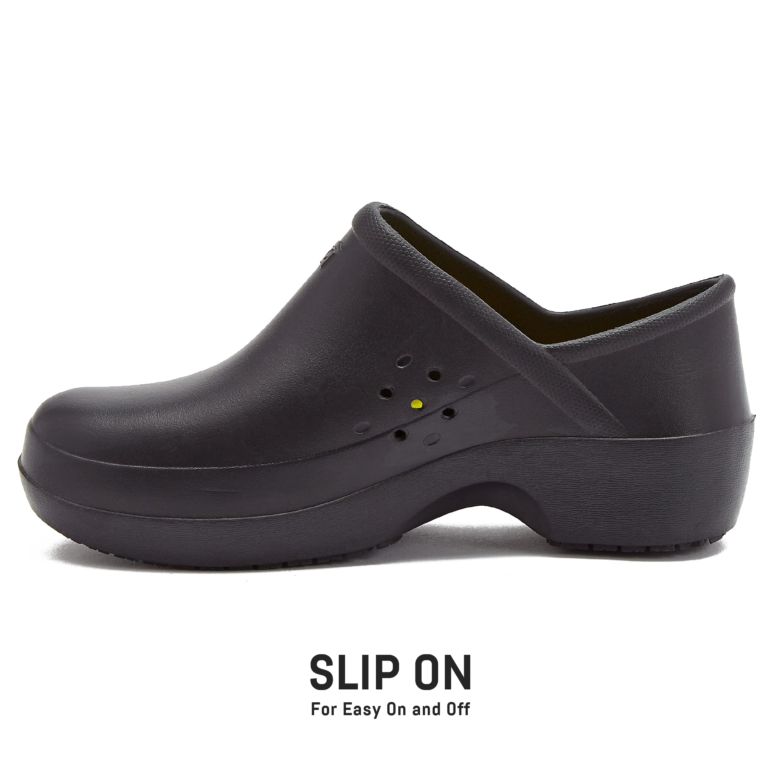 Avia Women's Shadow Slip-Resistant Work Clogs - Non-Slip Slip-On Shoes for Food Service & Healthcare Professionals - Comfortable Black Clogs for Restaurant, Hospital & Kitchen Workers