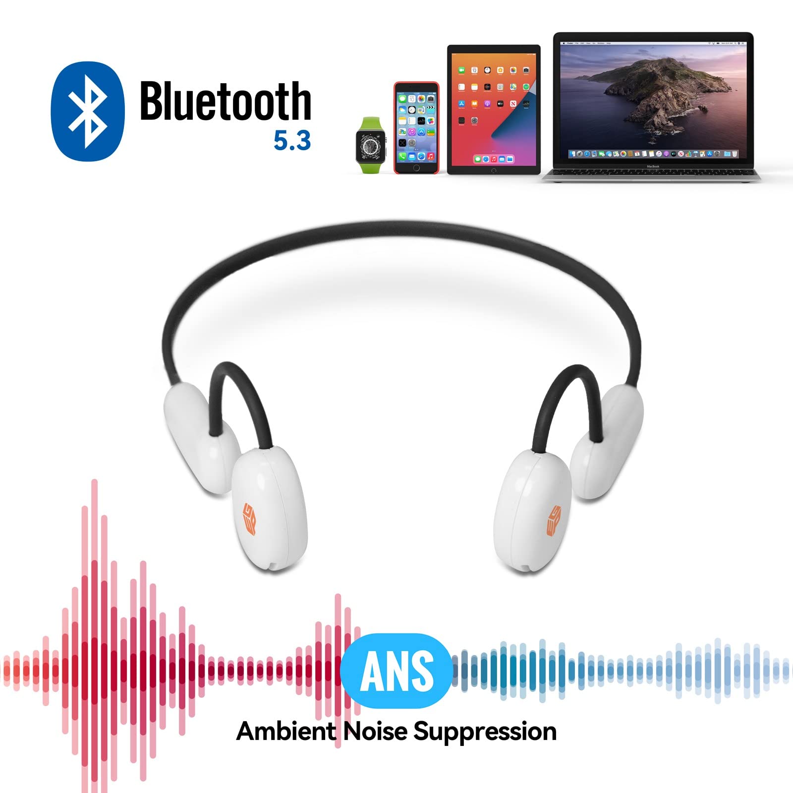 WGP Kids Bluetooth 5.3 Wireless Headphones with Microphone - Open Ear Air Conduction Headphones, IPX4 Waterproof, 12H Playtime for iPad Tablet - Perfect for Homeschooling & Online Learning (Black)