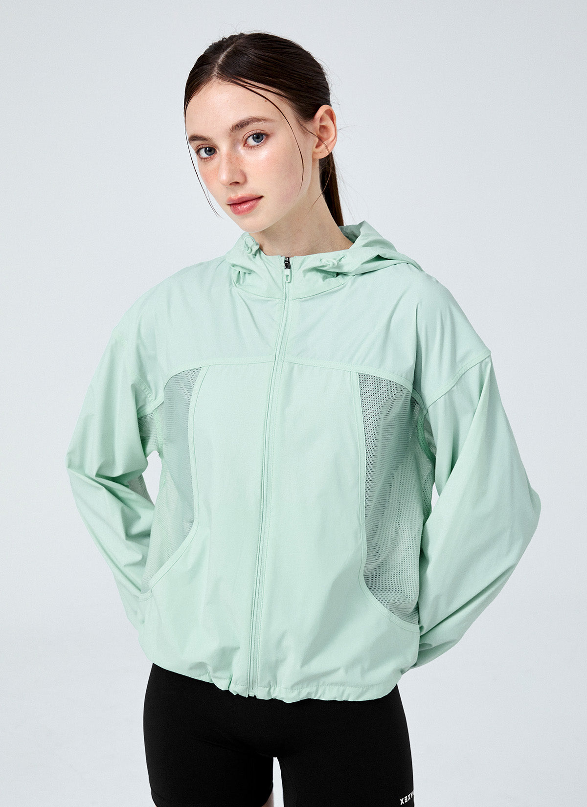 Breathable Mesh Hooded Crop Windbreaker Jacket for Women - Lightweight Outdoor Running Hiking Sports Wear