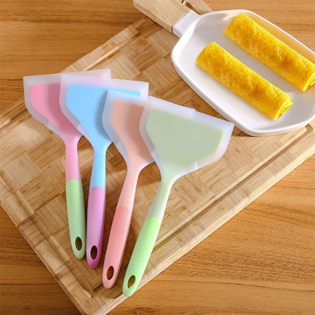 **10-Inch Silicone Omelette Spatula - Heat-Resistant, Nonstick, Durable Pancake Turner for Eggs, Crepes, Brownies, Fish, Pizza - Perfect for Breakfast, Baking & Cooking (Blue)**