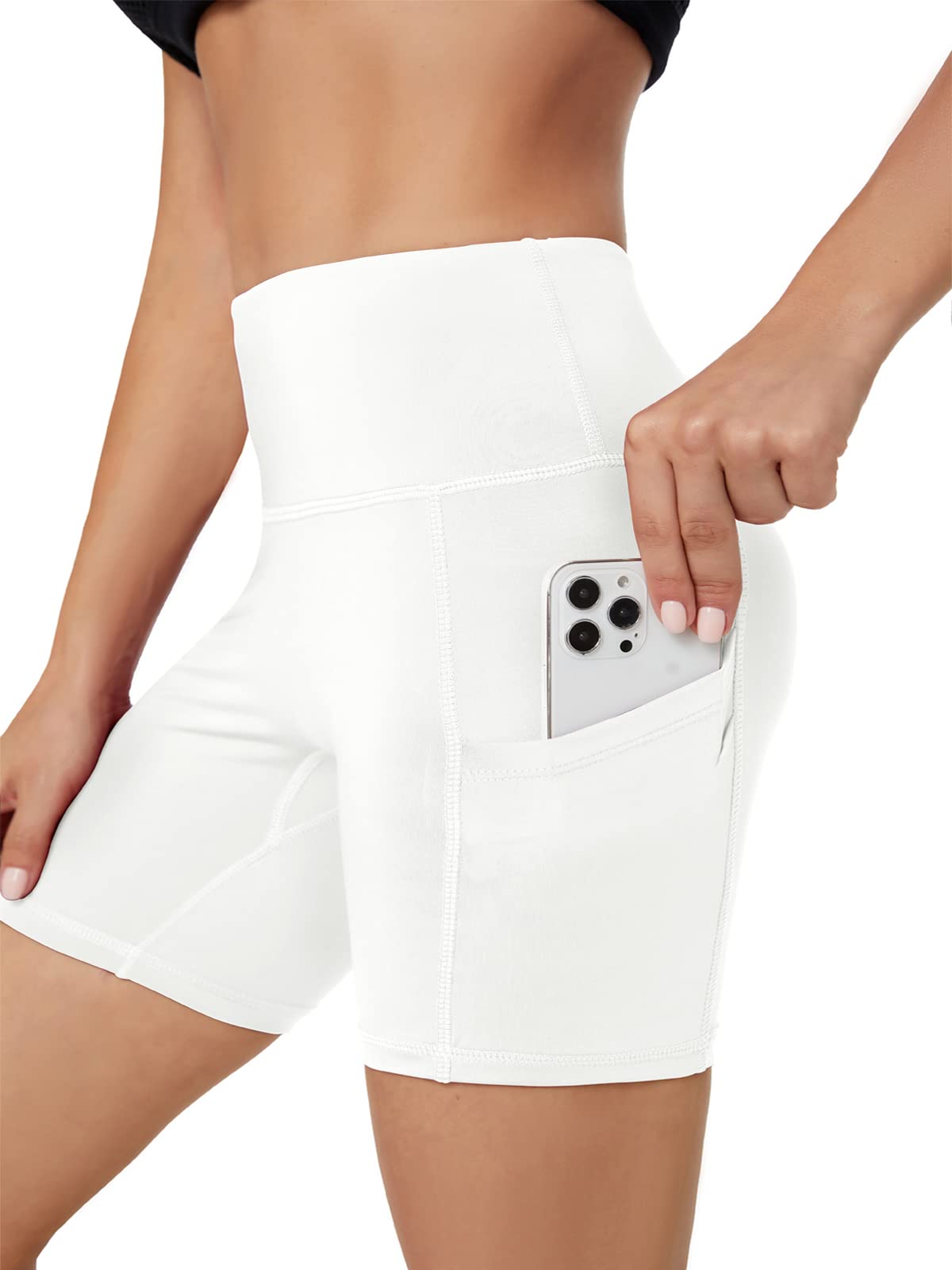 High Waist Yoga Shorts for Women - Tummy Control Workout Shorts with Pockets - Gym Running Athletic Leggings - Perfect for Yoga, Pilates, HIIT & Lounge Wear