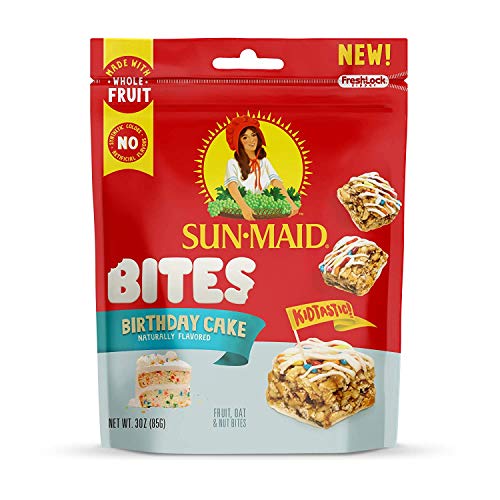 Sun-Maid Birthday Cake Bites - Healthy Snack with Whole Fruit, Whole Grains & Nuts - 3oz (Pack of 4) - Perfect for On-the-Go, Lunch Boxes & Birthday Parties