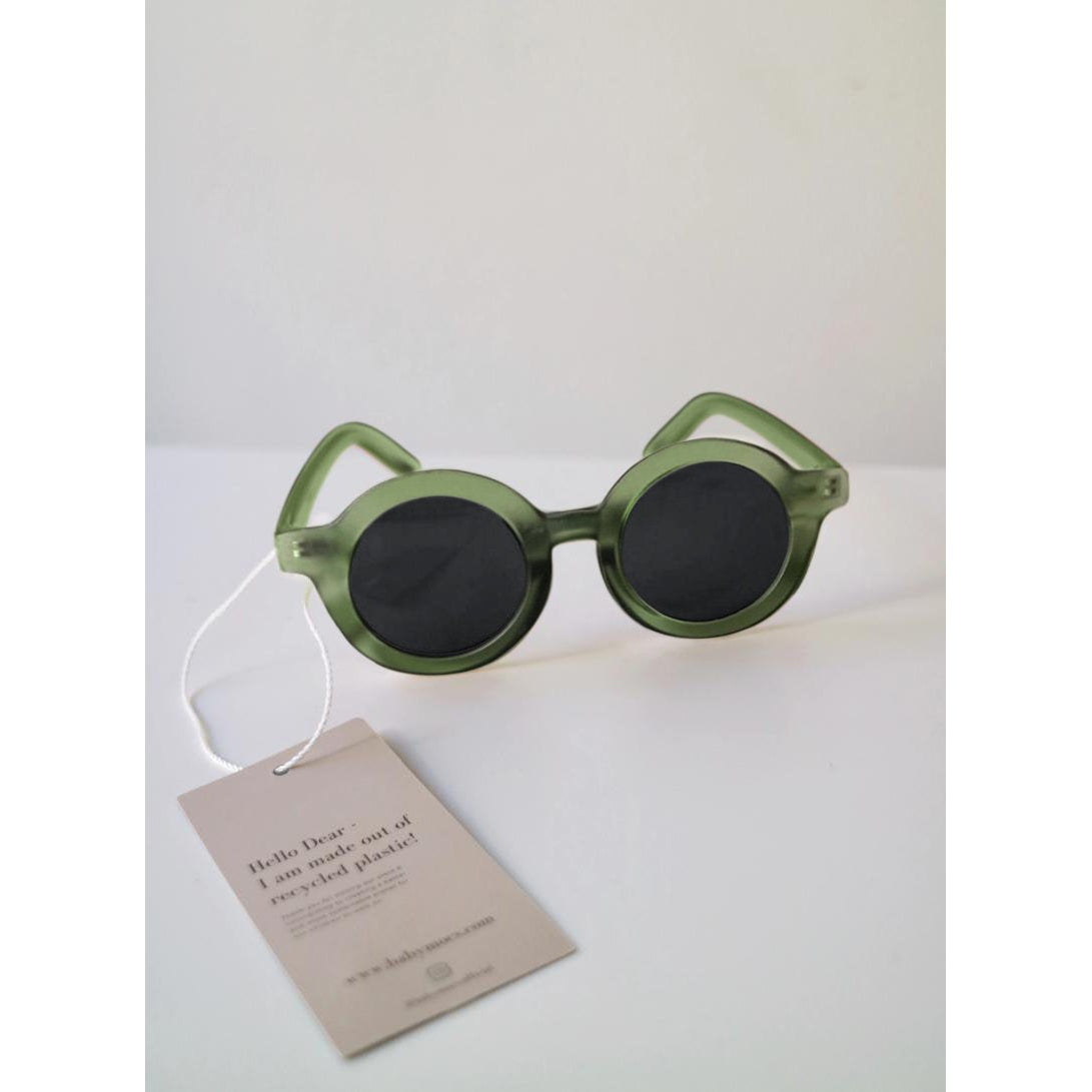 BabyMocs Kids Sunglasses - Signature Round Frame with Green Lenses for Boys & Girls - Perfect for Outdoor Play, Beach, and Sunny Days