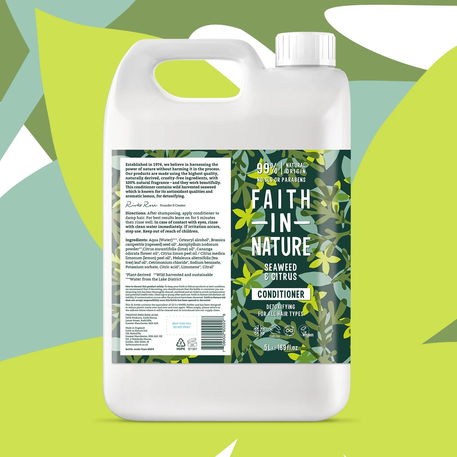 Faith In Nature Seaweed & Citrus Conditioner Refill - 5L Natural Hair Care for Dry & Damaged Hair - Vegan, Cruelty-Free & Eco-Friendly - Perfect for Home & Salon Use