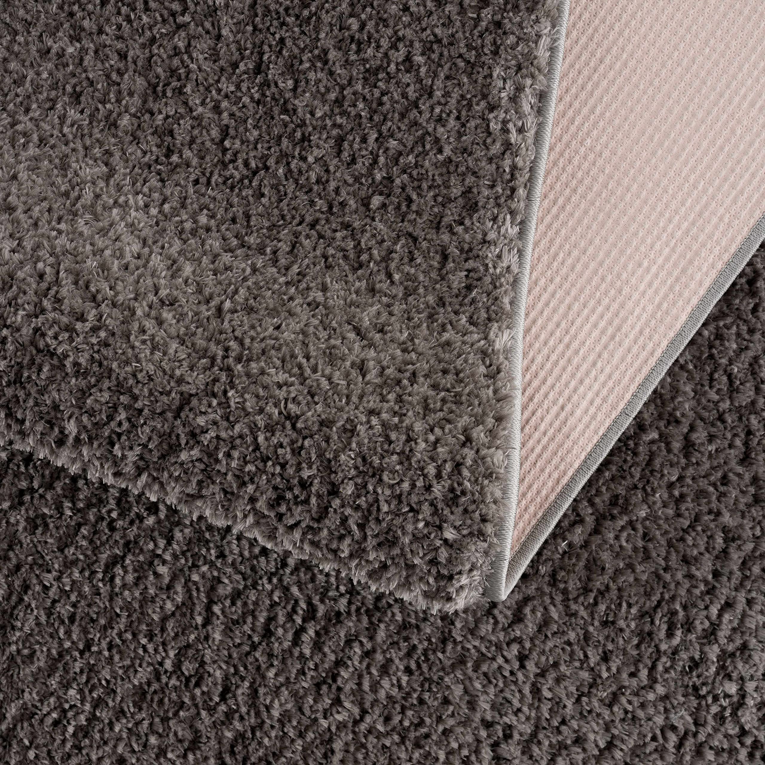 Machine Washable Solid Shag Rug - Soft Fluffy Plush High Pile Area Carpet for Living Room & Bedroom - Dark Grey 5'3