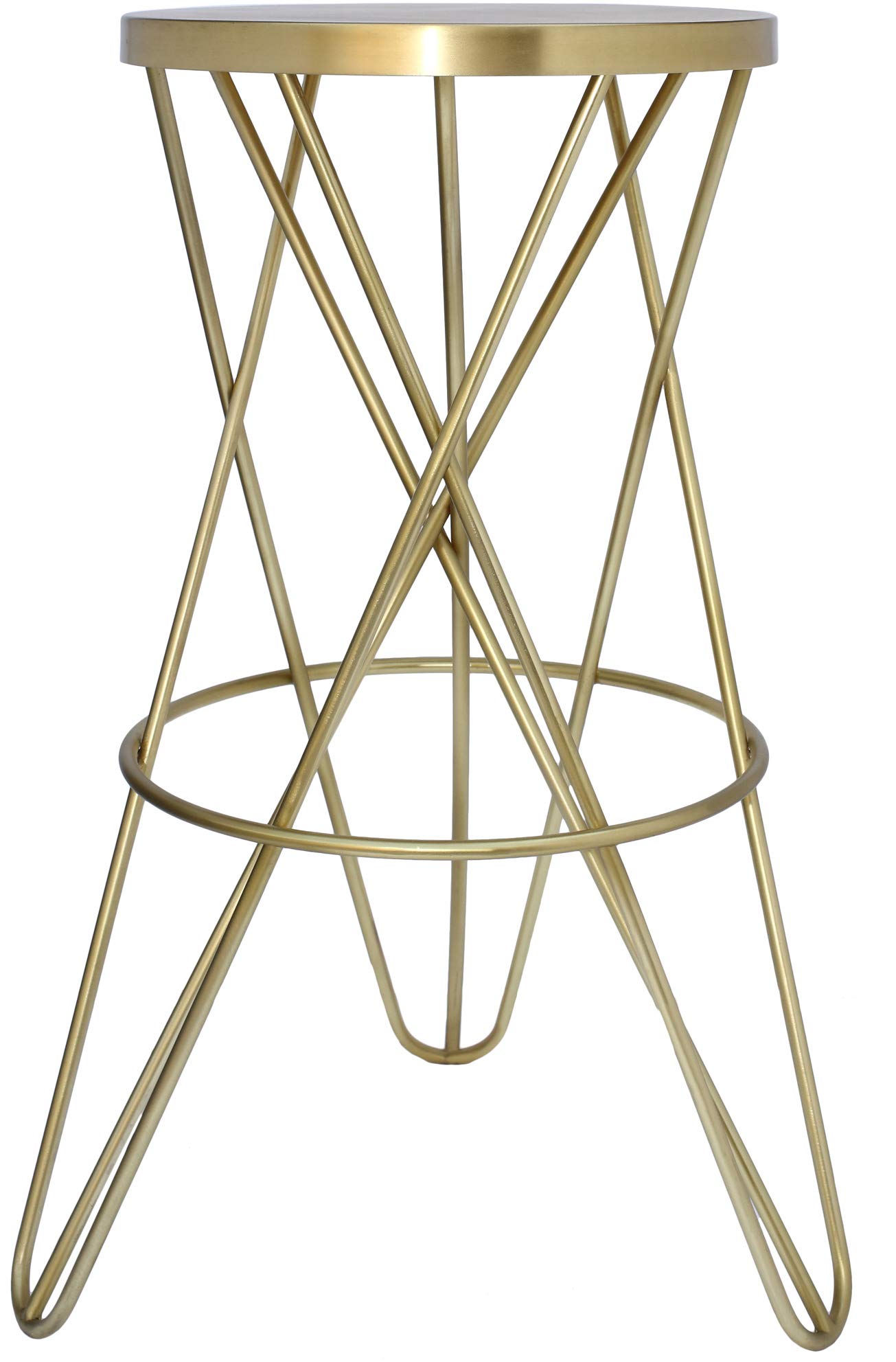 Meridian Furniture 946Gold Mercury Collection - Modern Iron Bar Stool with Brushed Gold Finish | Contemporary Home & Kitchen Bar Seating for Dining Room, Kitchen Island & Pub Counter