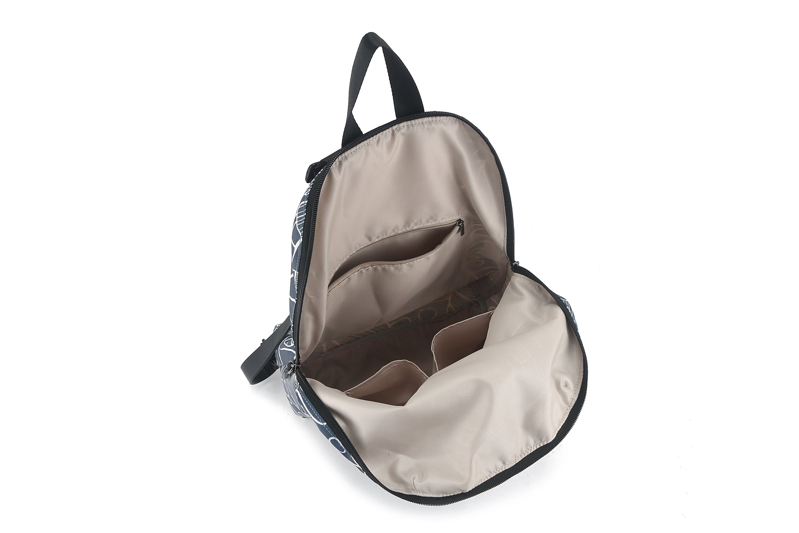 Kelly Monstera Lines Blue Backpack - Stylish & Durable School, Travel & Work Bag for Women & Men