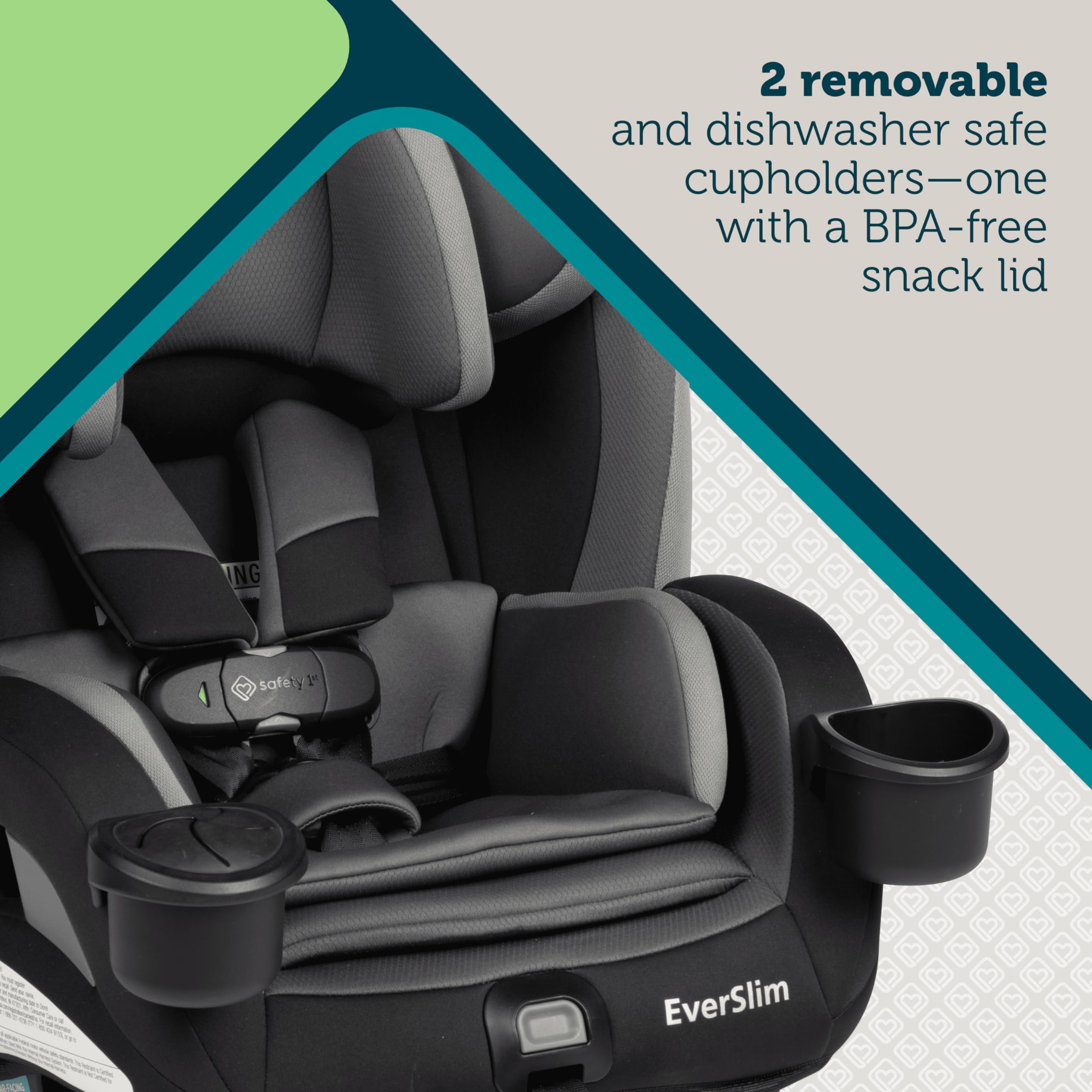 Safety 1st Everslim DLX Slim Convertible Car Seat - 4-in-1 Child Safety Car Seat for Babies 5-100 lbs | Rear & Forward Facing | Compact Design for Small Cars | Perfect for Travel & Daily Commute