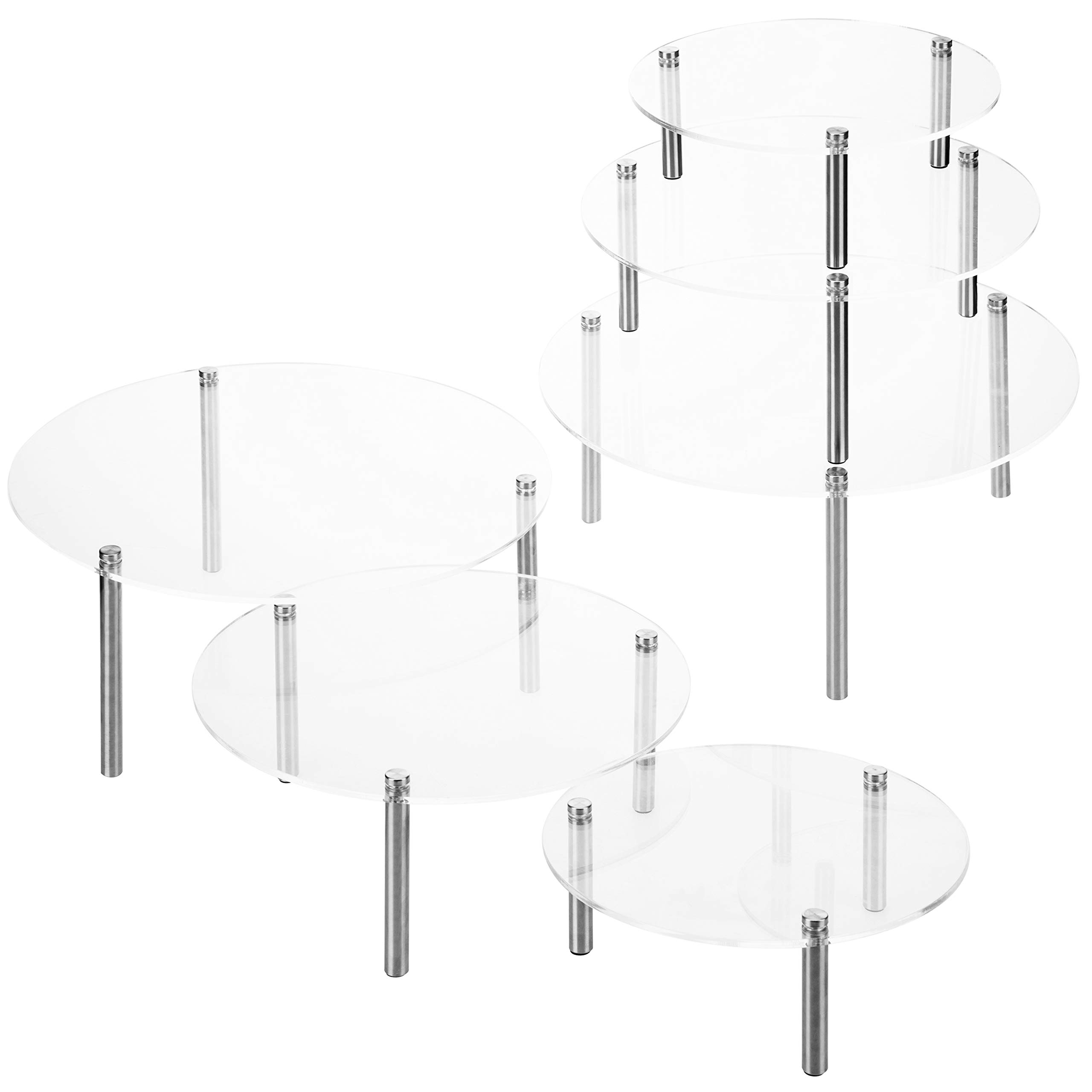 MyGift 6-Piece Clear Acrylic Dessert Stand Set - Round Countertop Display Risers for Cakes, Cupcakes, Pastries & Bakery Showcase - Perfect for Parties, Buffets & Dessert Tables