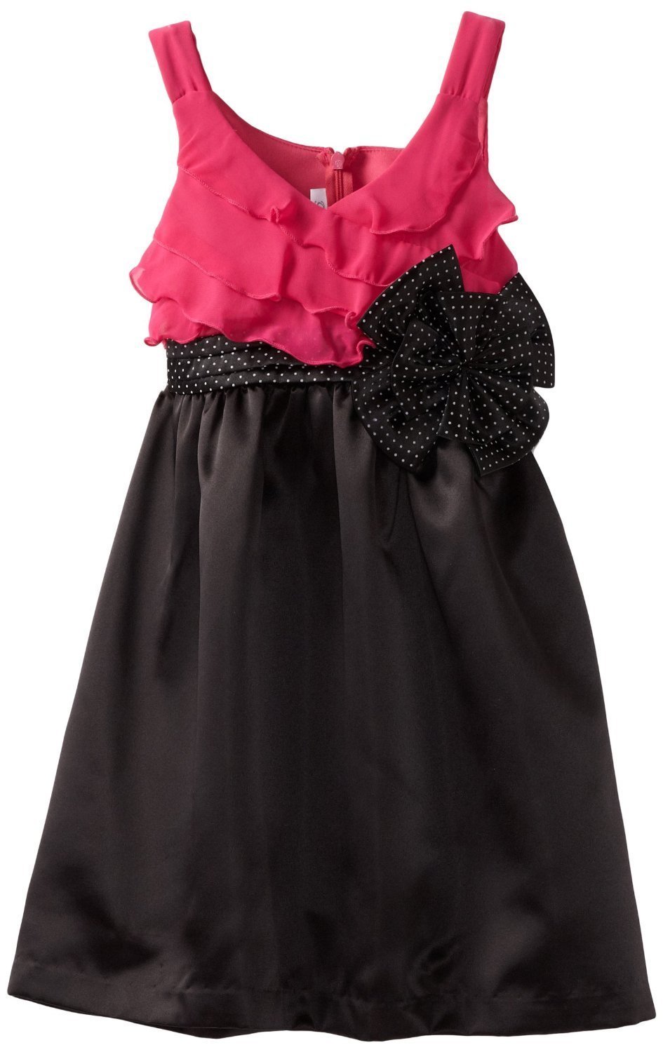 Bonnie Jean Girls' Fuchsia Pink & Black Ruffle Chiffon Dress for Ages 4-16 | Formal Occasions, Birthday Parties, and Special Events