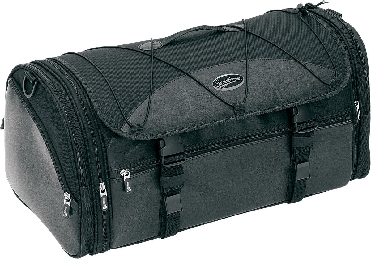 Saddlemen 3515-0076 Deluxe Motorcycle Rack Bag - Waterproof Black Storage for Harley, Cruiser & Touring Bikes - Perfect for Road Trips & Daily Commuting