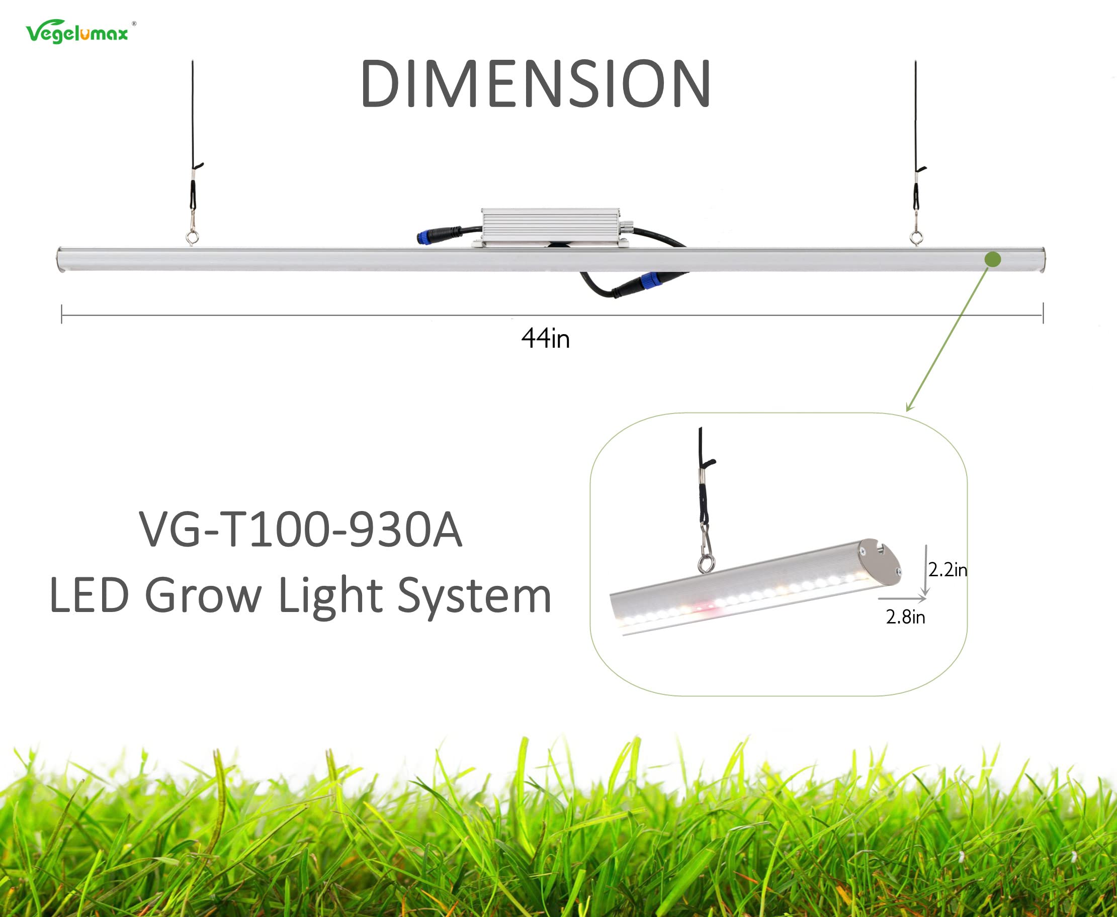 Full Spectrum LED Grow Light for Indoor Plants - 100W, 4ft, 3200K CCT, CRI 90+ High Output White Light with Dimmer & On/Off Switch - Perfect for Vegetables, Flowers, and Herbs Growth in Hydroponics, Greenhouses & Home Gardens