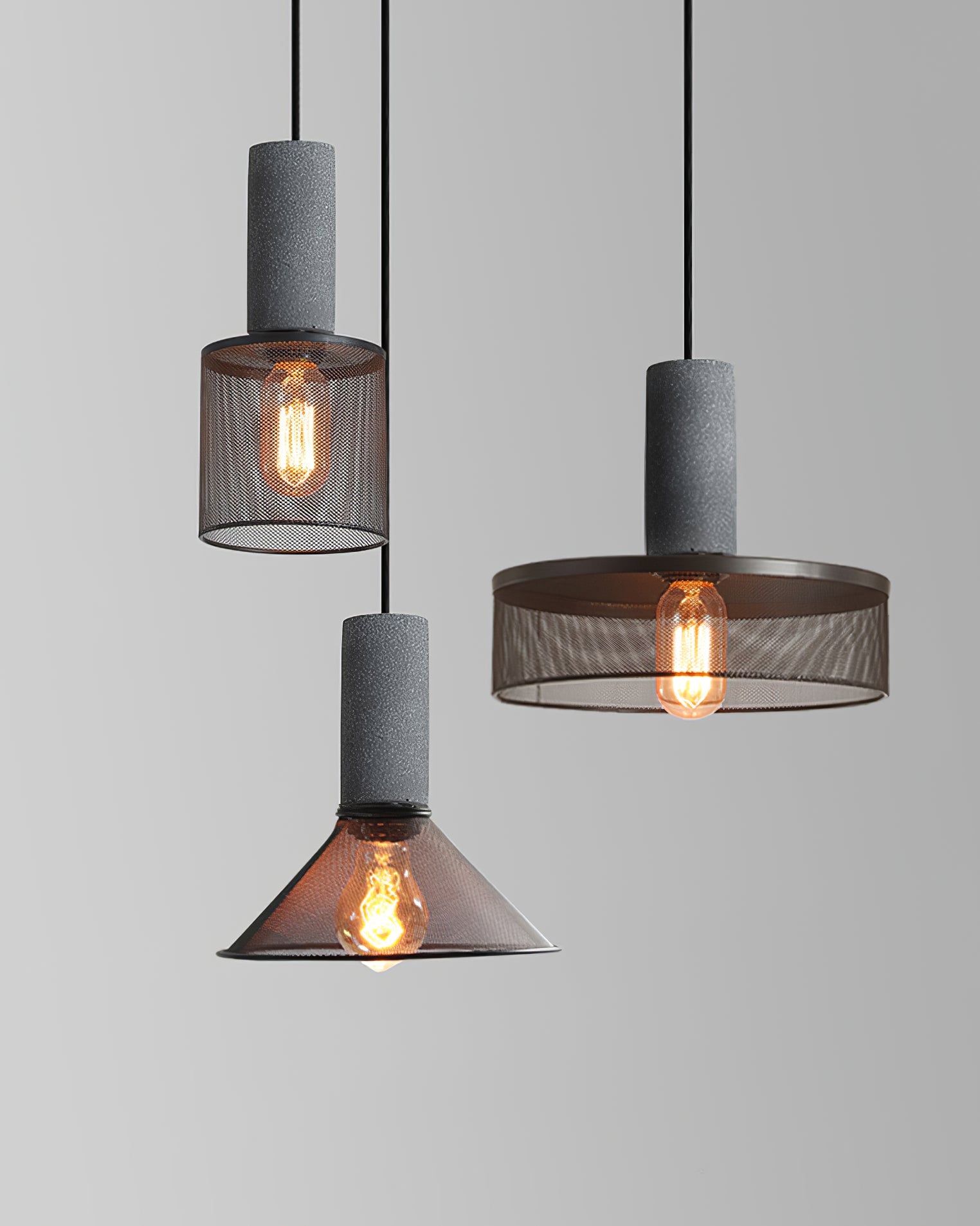 Modern Cement Mesh Pendant Light - Industrial Style Hanging Fixture for Kitchen Island, Dining Room & Bedroom Lighting