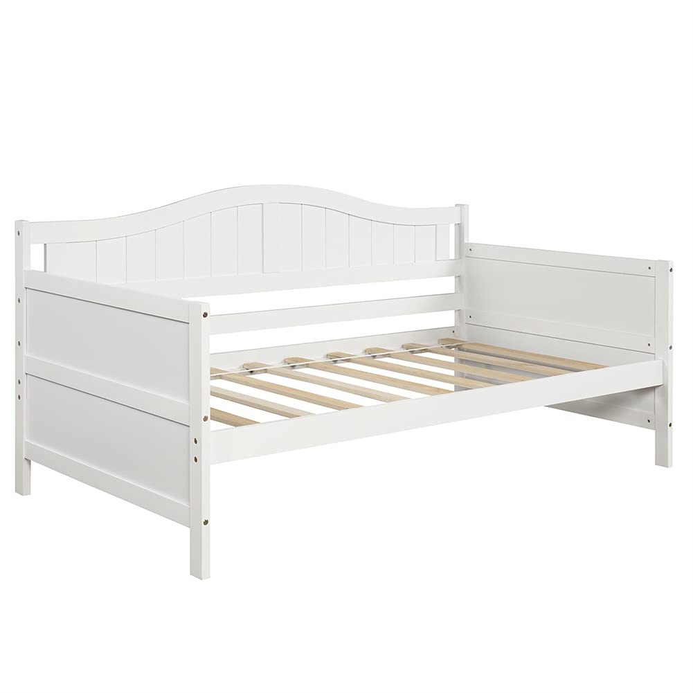 Wooden Twin Daybed with 2 Drawers - Convertible Sofa Bed for Bedroom & Living Room - Easy Assembly White Furniture - Perfect for Guest Rooms, Small Spaces & Home Offices