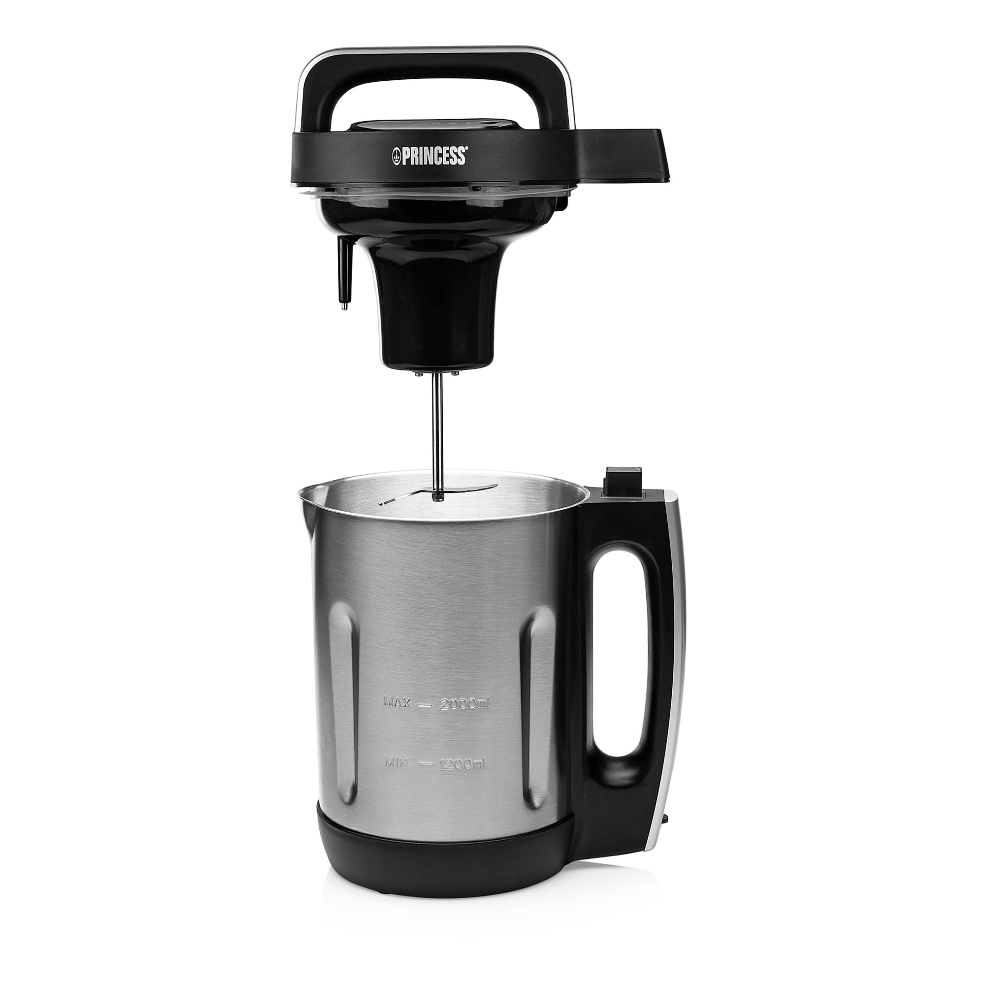 Princess 214002 3-in-1 Blender for Soup, Smoothies & Shakes - 600W Stainless Steel Blender with Glass Jar (Black) - Perfect for Kitchen, Home & Healthy Lifestyle