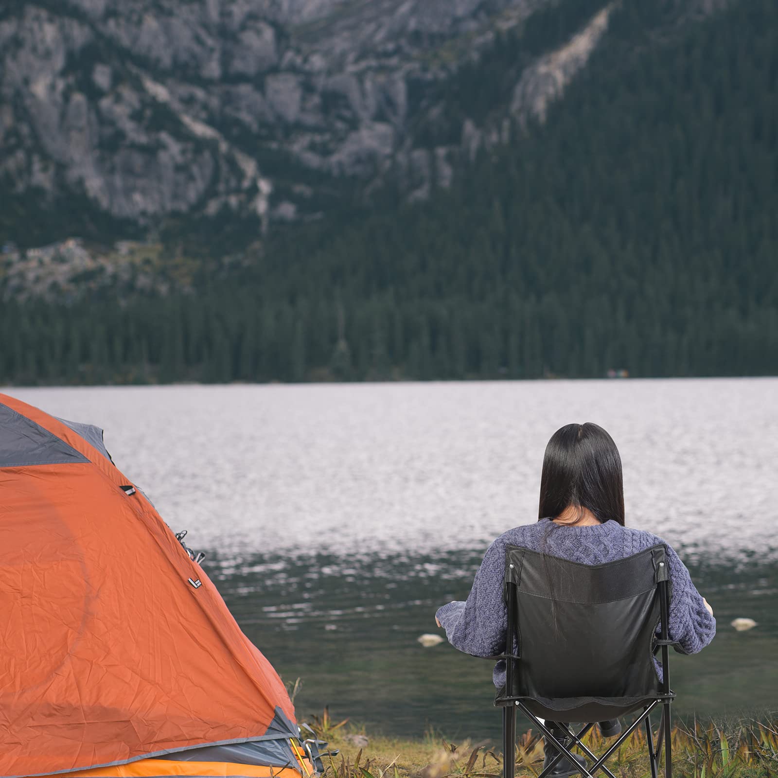 YSSOA Portable Folding Camping Chair - Lightweight Outdoor Chair for Hiking, Picnics, Beach, Fishing & Backyard (Black) | Compact Sports Chair with Carry Bag | Perfect for Camping, Travel & Outdoor Events