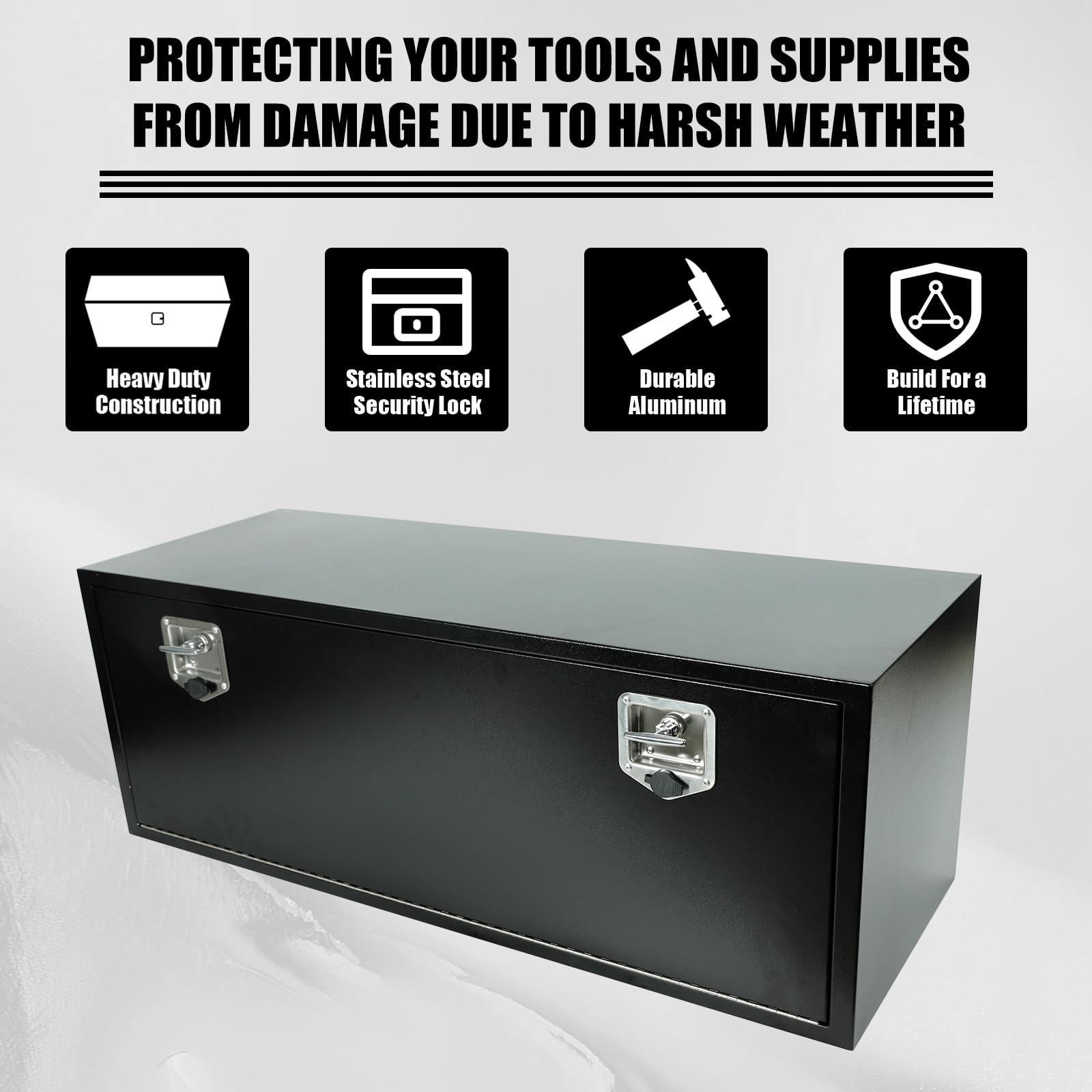 Heavy Duty Black Steel Underbody Truck Tool Box with T-Handle Lock - 48