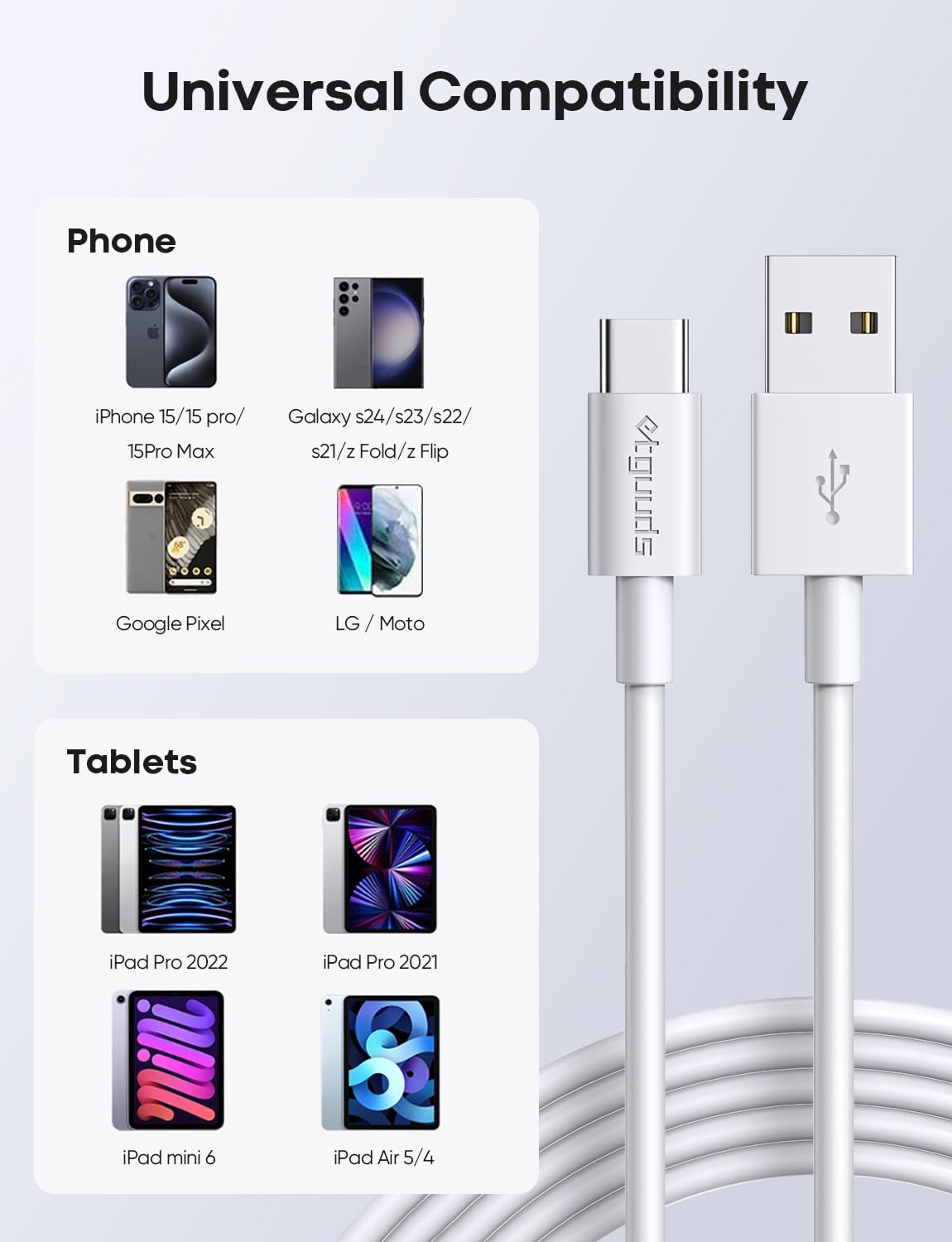 1ft USB C to USB A CarPlay Cable for iPhone 16/16 Pro/16 Pro Max/16 Plus/15/15 Pro/15 Pro Max - Fast Charging Sync Cord for Apple CarPlay & Android Auto - Perfect for Road Trips & Daily Commutes (2 Pack)