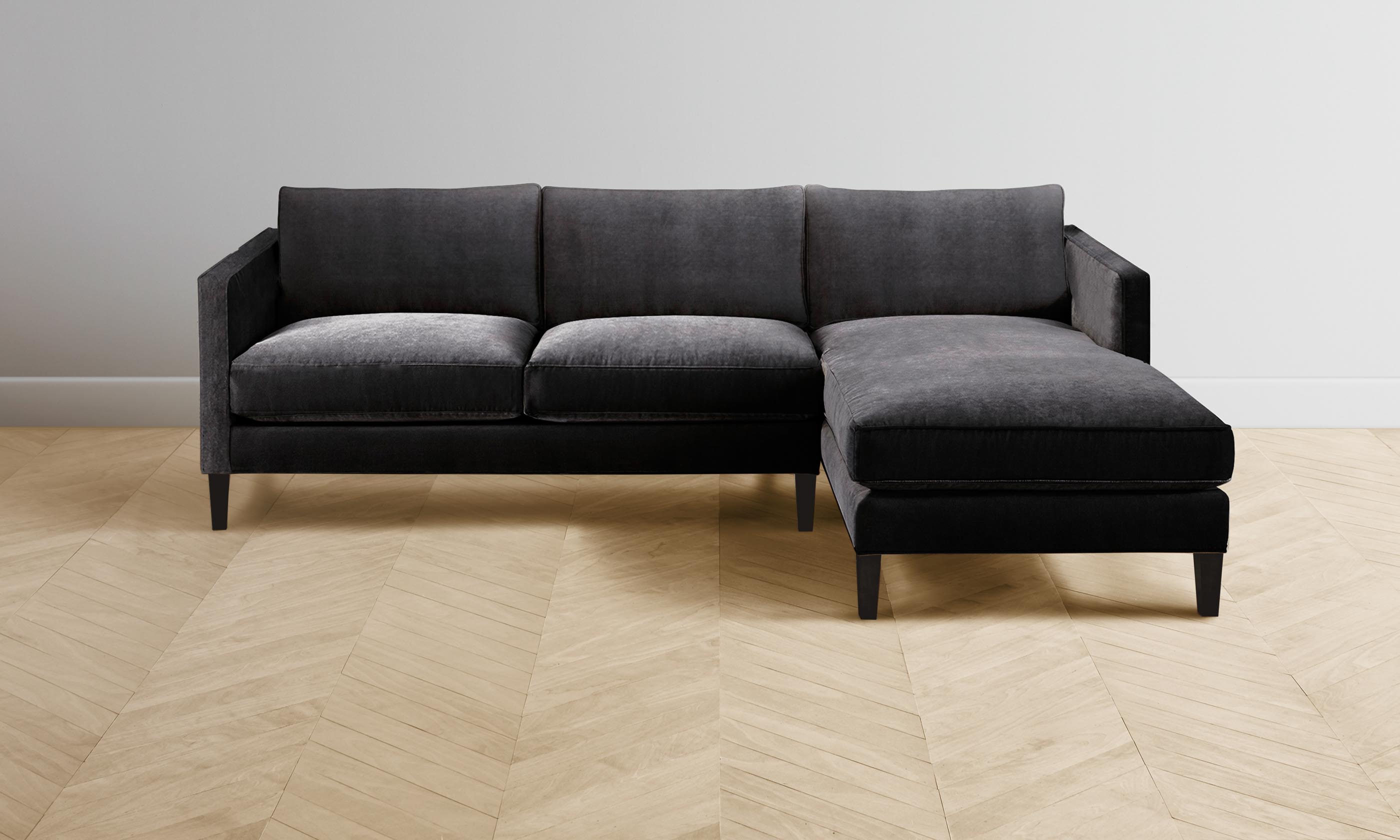 The Crosby Sectional Sofa - Performance Velvet Slate Blue Modern Living Room Furniture for Small Spaces | Perfect for Apartments, Condos & Cozy Homes