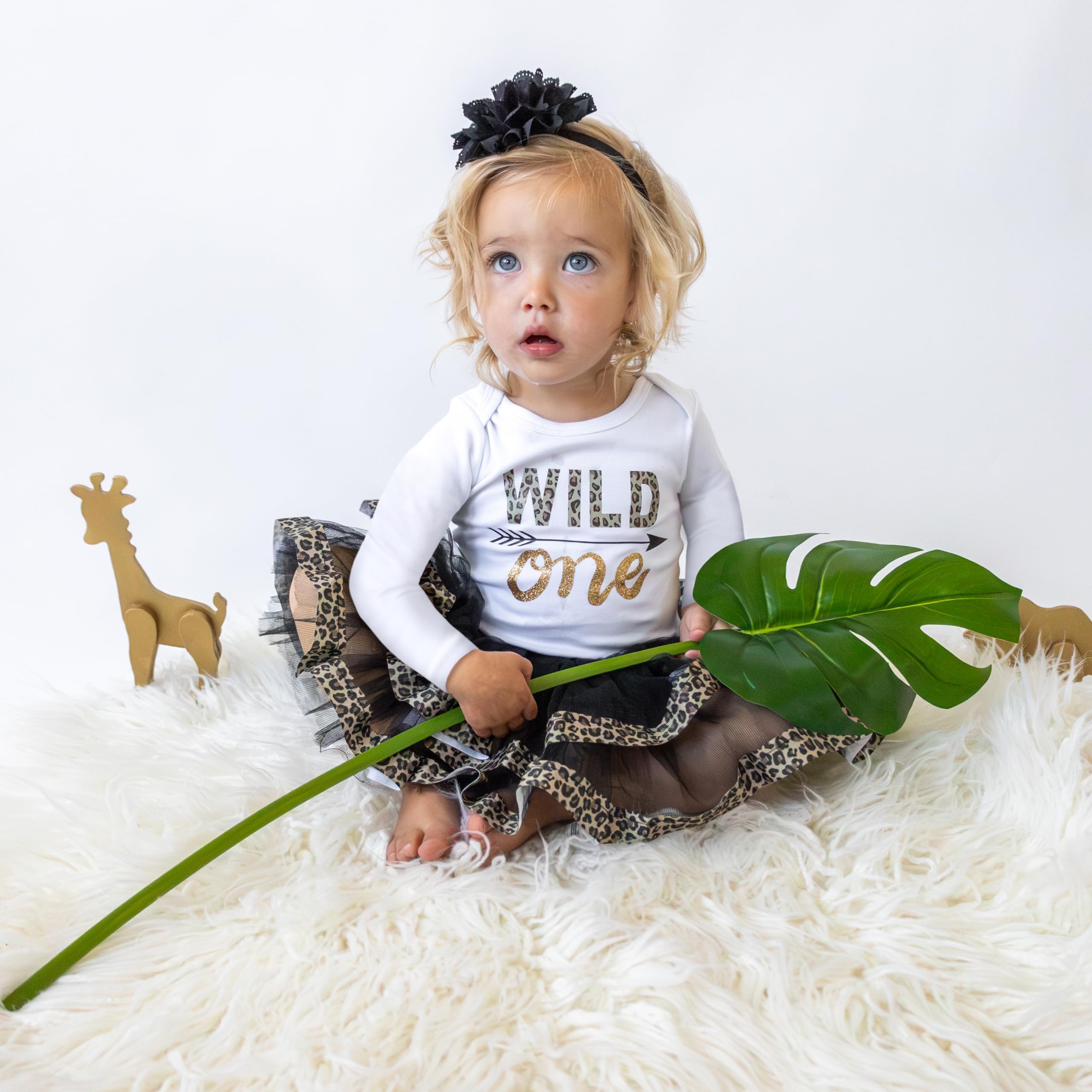 Luke and Lulu Wild One 1st Birthday Outfit for Girls - Leopard Print & Pink Gold Tutu Dress | Perfect for Jungle Theme Parties, Photoshoots & First Birthday Celebrations