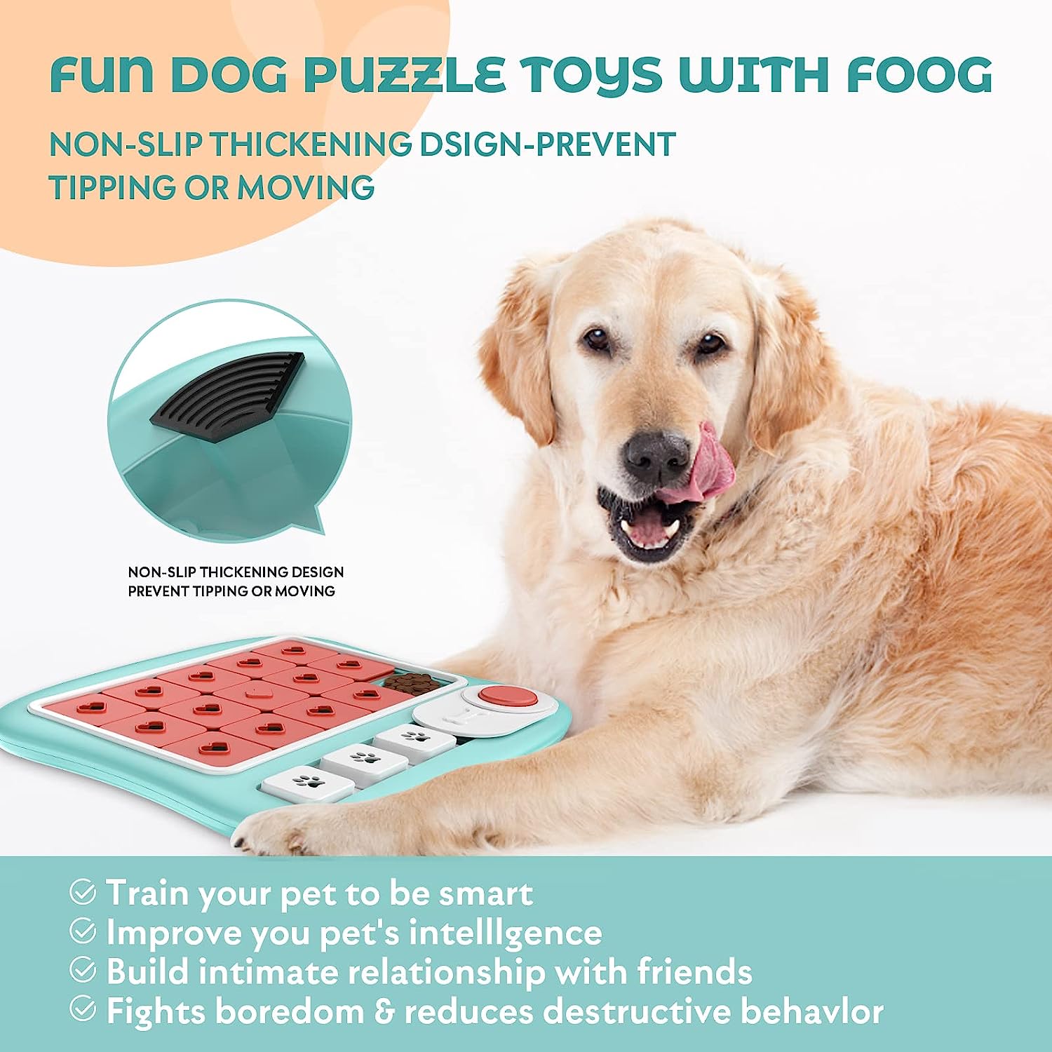 Interactive Dog Puzzle Toy for Mental Stimulation - Squares Design for Treat Dispensing - Perfect for Boredom Relief & Training for Small to Large Dogs