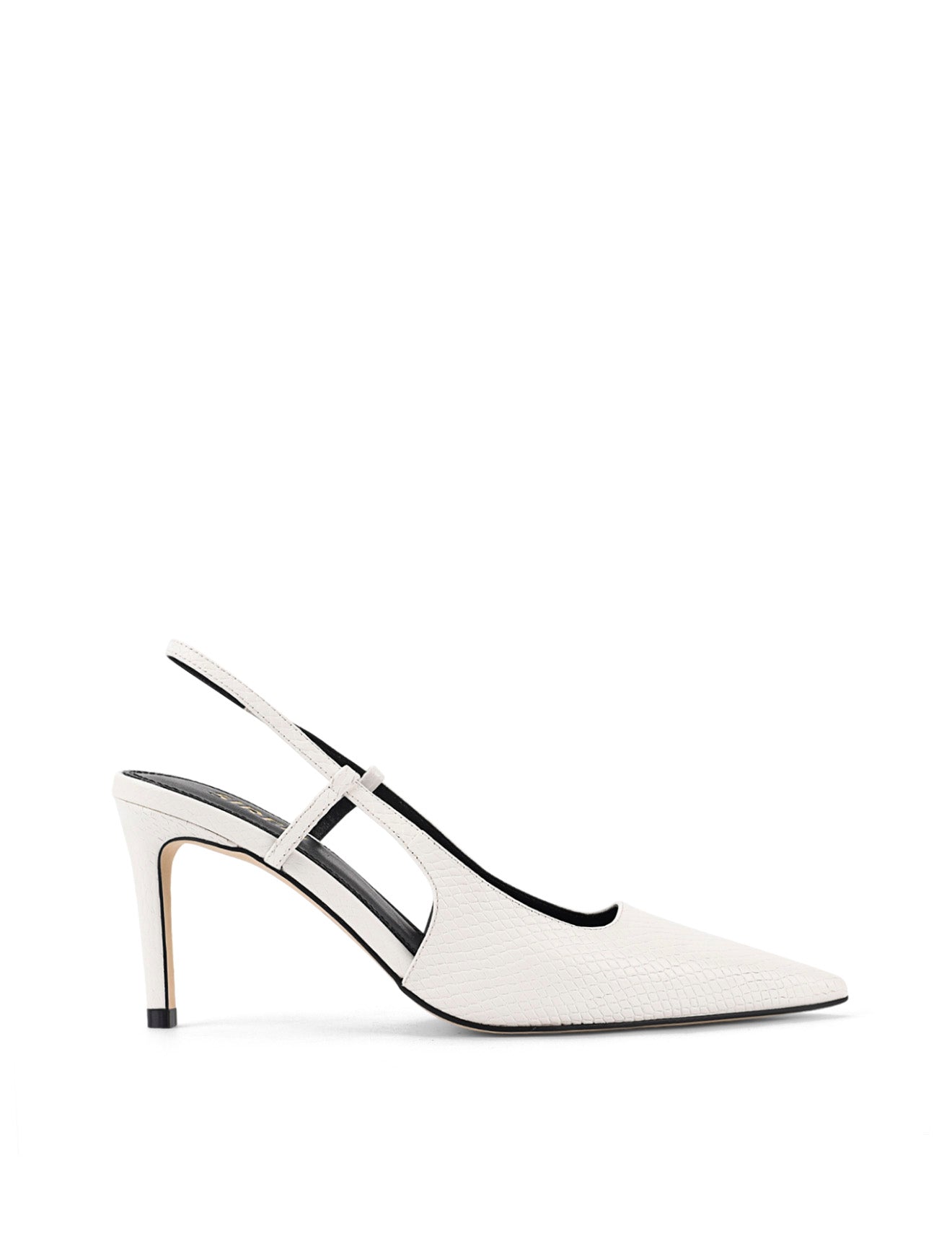 Zuko Women's Slingback Heels - Chunky Block Heel Sandals in White Snake Leather | Comfortable Dress Shoes for Office, Party & Special Occasions