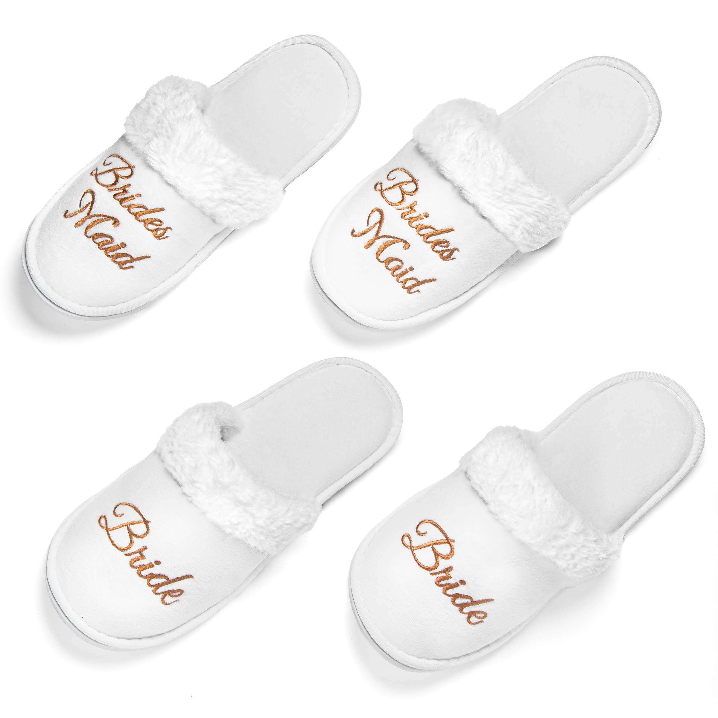Bride and Bridesmaid Slippers - Soft Fluffy House Slippers for Women | Wedding Shoes for Bride, Bridal Flats, Wifey Slippers | Perfect Bridesmaid Gifts and Proposal Box | Ideal for Wedding Parties, Bachelorette Getaways and Cozy Home Use