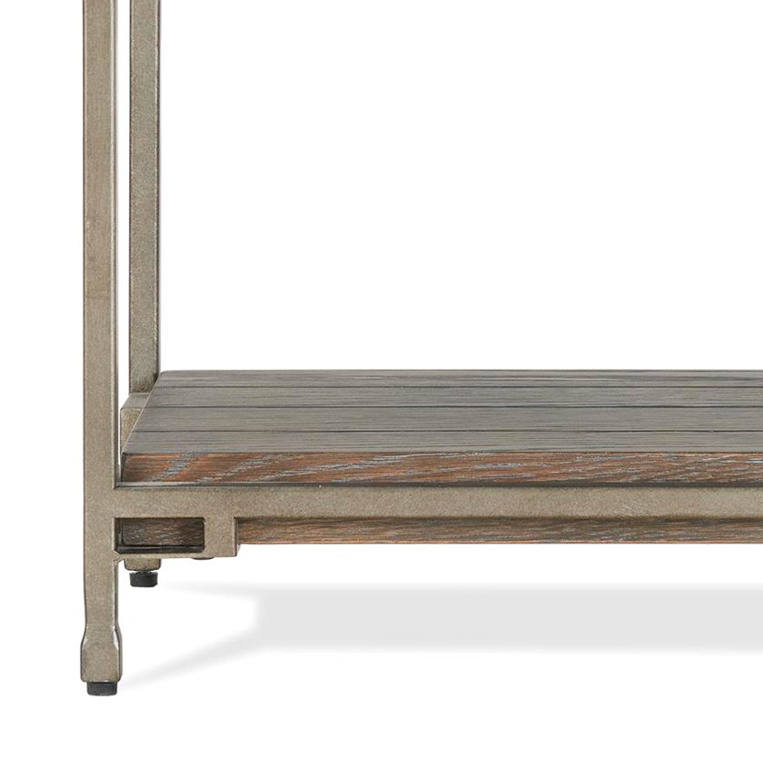 Roundhill Furniture Corbeta Metal Frame Wood Living Room Side Table with Shelf - Aged Graphite Finish - Perfect for Living Room, Bedroom, or Office Accent Table