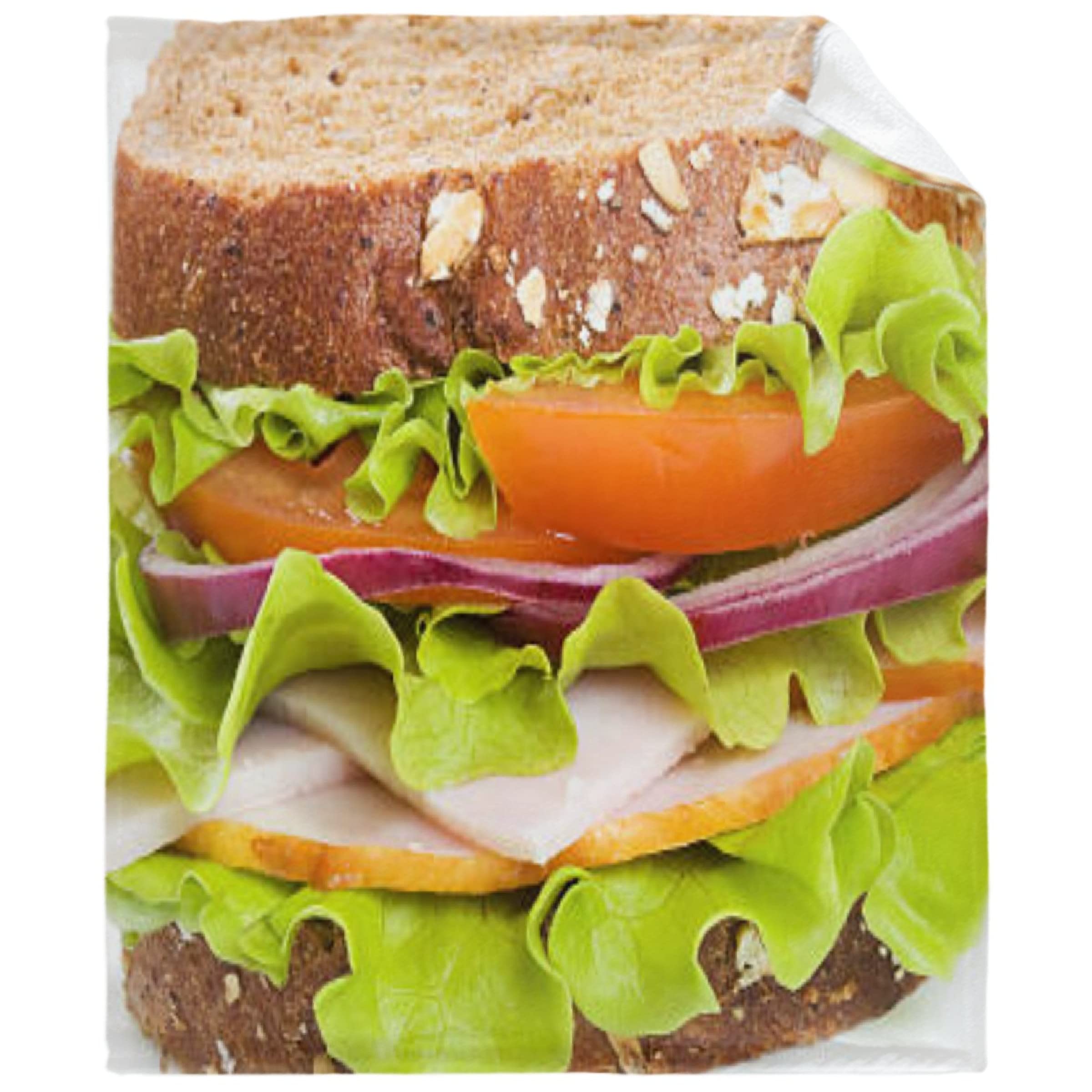 Soft Cozy Warm Fleece Sandwich Blanket 50x40in - Christmas Birthday Gifts for Kids & Women - Perfect for Sofa, Bed, Couch - Great for Sandwich Lovers & Children - Ideal for Movie Nights, Picnics, and Winter Snuggling