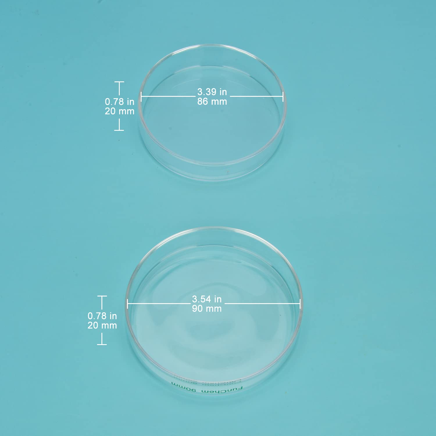 FunChem Autoclavable Glass Petri Dishes - 90x20mm Lab-Grade Cell Culture Dishes with Clear Lid (Pack of 10) - Ideal for Microbiology Experiments, Bacterial Culturing & Scientific Research
