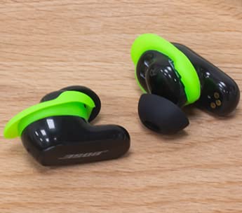 Bose QC Earbuds II Ear Hooks - 5 Pairs Soft Silicone EarFin (Black/White/Red/Orange/Green) for Secure Fit During Workouts