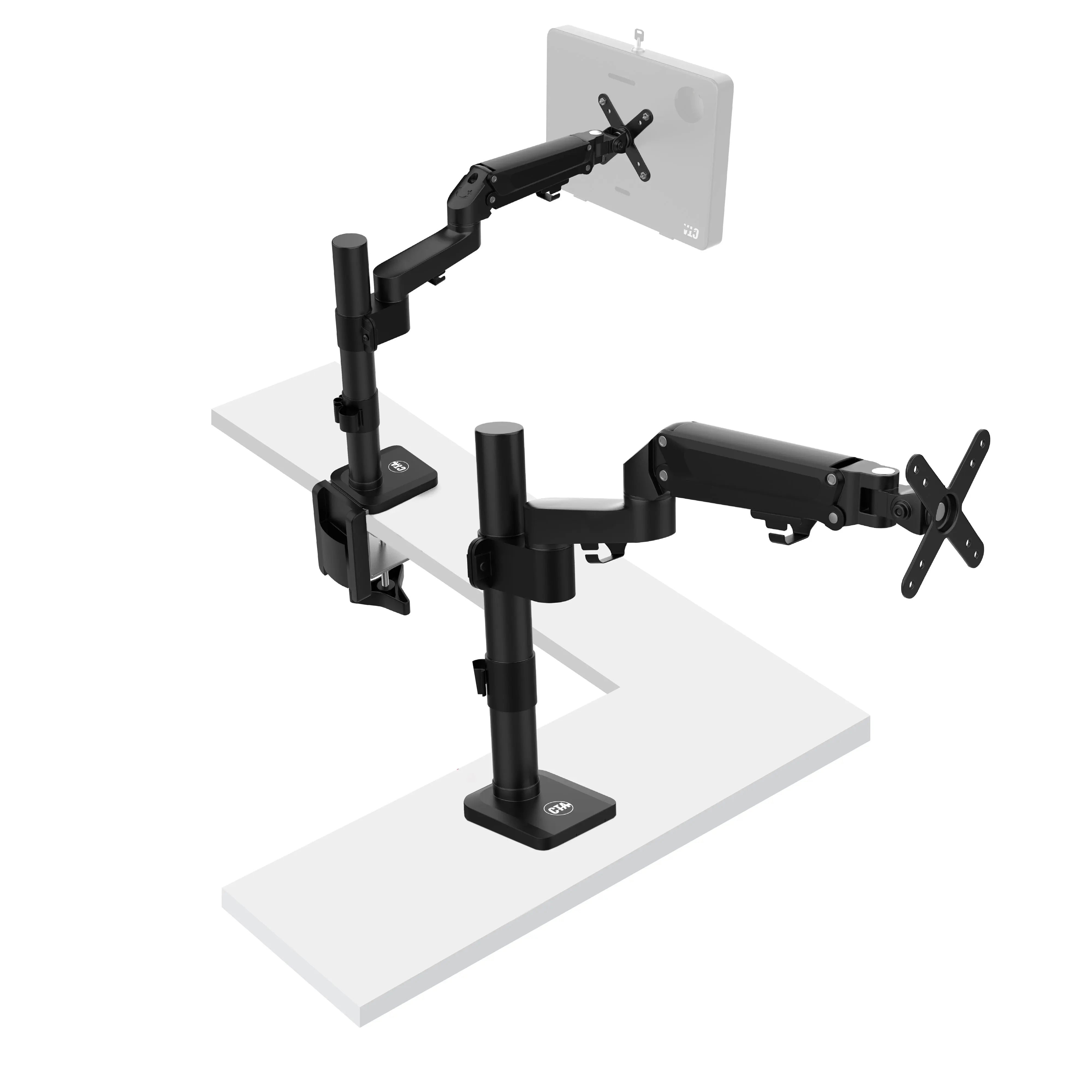 Ergonomic Counterbalance Monitor Arm - Adjustable Height & Tilt for Home & Office Workstations - Perfect for Dual Monitor Setup & Space-Saving Desk Organization