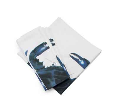 Premium Blue Crab Printed Dinner Napkins - Set of 4 for Seafood Themed Parties, Coastal Dining & Summer Entertaining