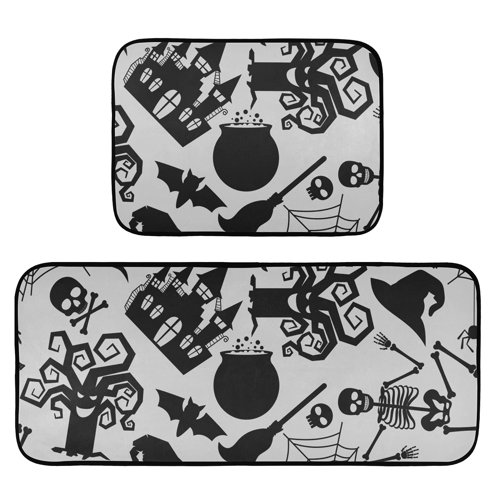 Spider Halloween Kitchen Rugs Set - Non-Slip Cushioned Mats for Sink & Laundry