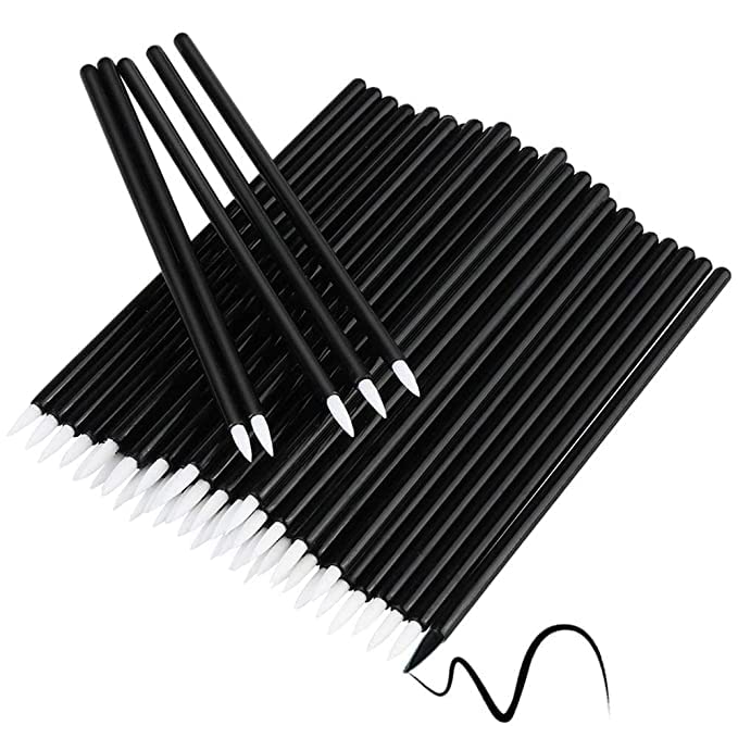 NESA Disposable Eyeliner Brush Set - 20 Fine Point Eye Shadow & Lip Liner Applicator Wands - Professional Makeup Tools for Precise Eyeliner, Eyeshadow & Lipstick Application - Perfect for Travel, Salon & Home Use (Black)