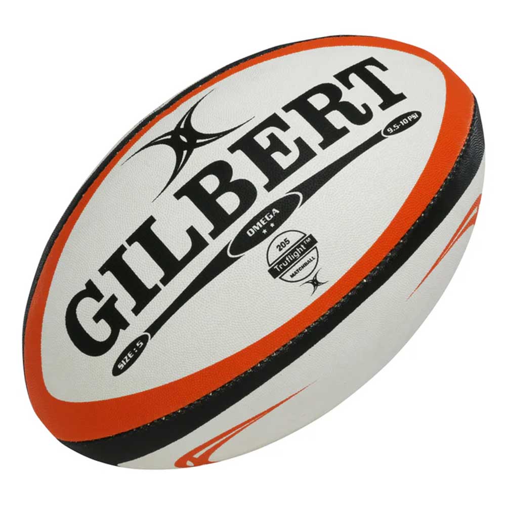 Gilbert Omega Match Rugby Ball - Official Size 5 Rugby Ball for Training & Matches - Durable High Grip Rugby Ball for Outdoor Sports & Games