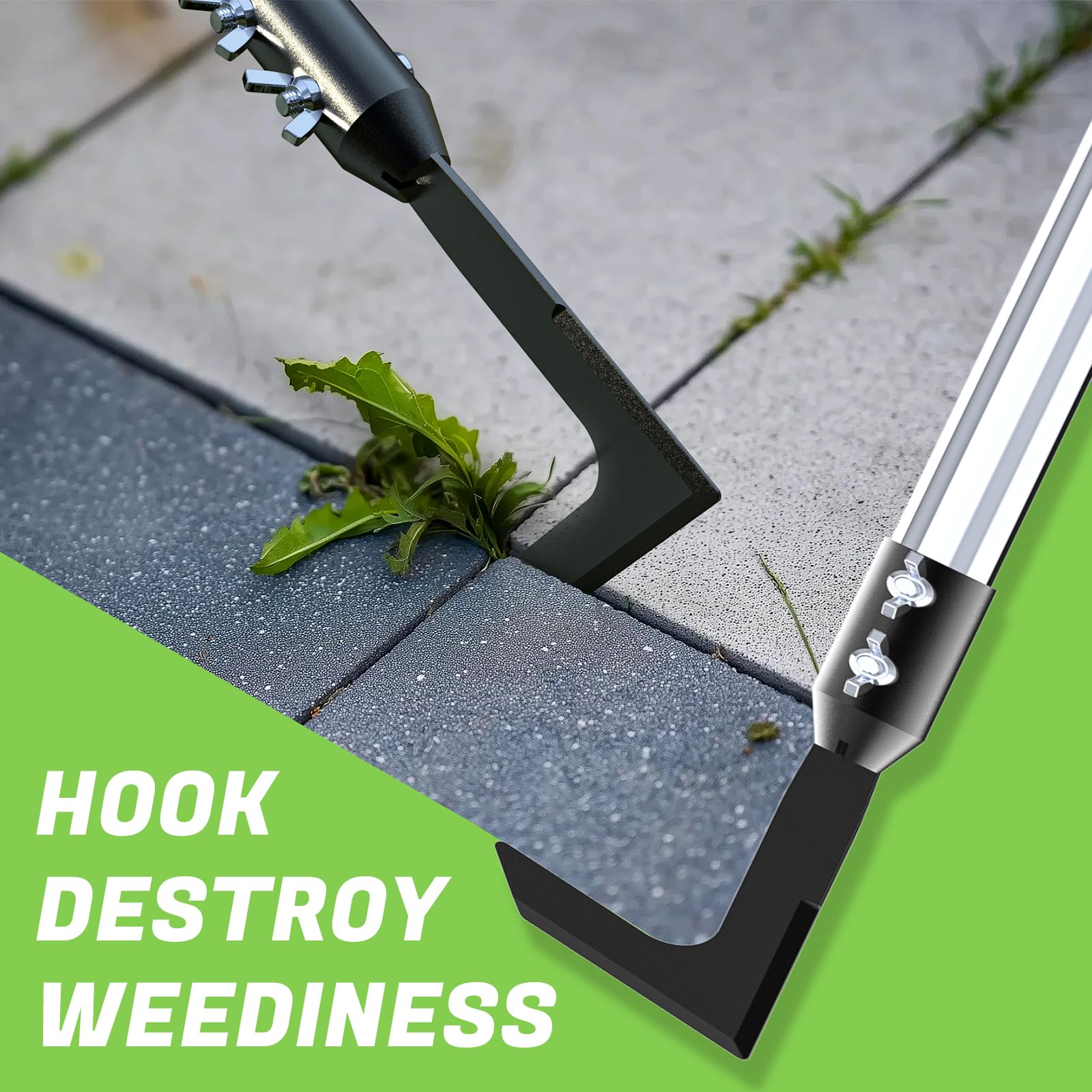 Stainless Steel Crack Weeder Tool Set - Manual Adjustable Handle for Moss & Weed Removal in Driveways, Patios, Pavers & Garden Cracks - Perfect for Lawn Care, Landscaping & Outdoor Maintenance