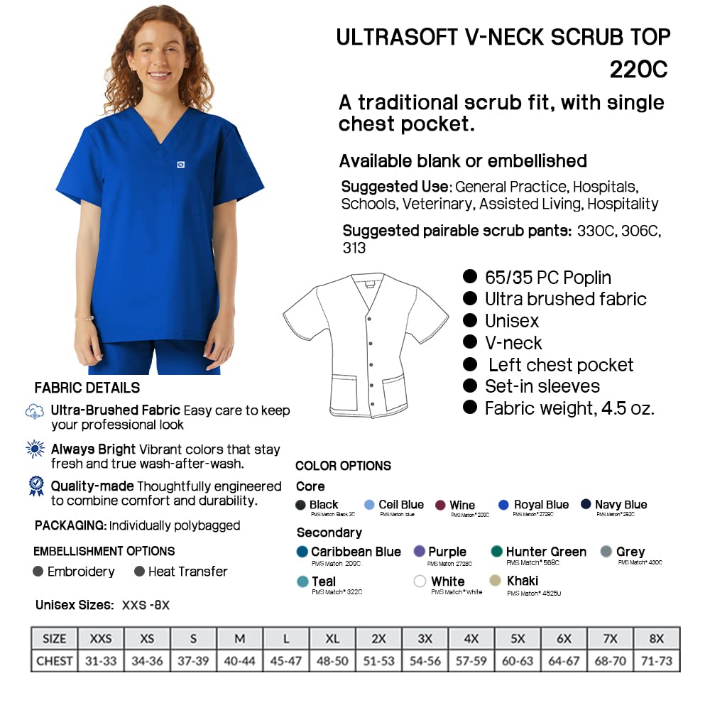 Unisex V-Neck Scrubs Top - Comfortable Doctor & Nurse Coat for Medical Professionals, Hospital & Lab Workwear | Perfect for Healthcare Workers, Yoga & Clinical Duties