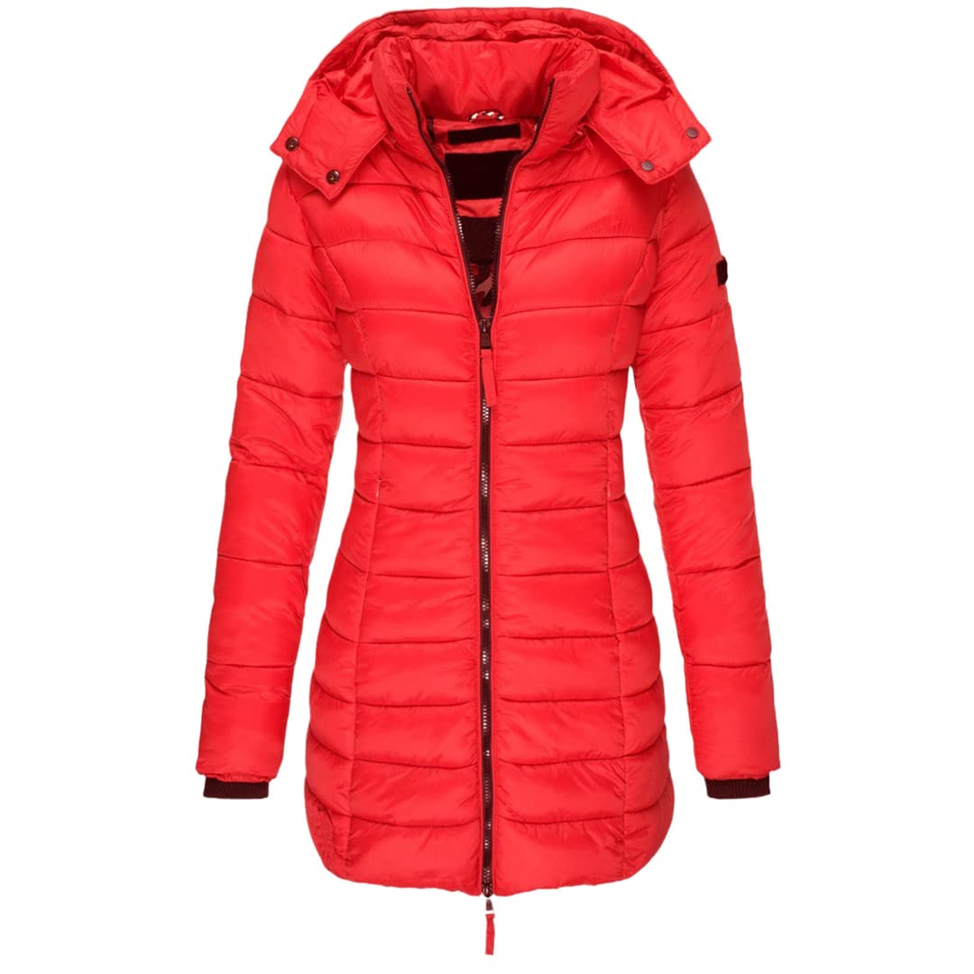 Women's Winter Hooded Down Cotton Coat - Warm Plus Size Parka Jacket for Cold Weather | Korean Fashion Slim Fit Outerwear for Everyday Wear & Outdoor Activities