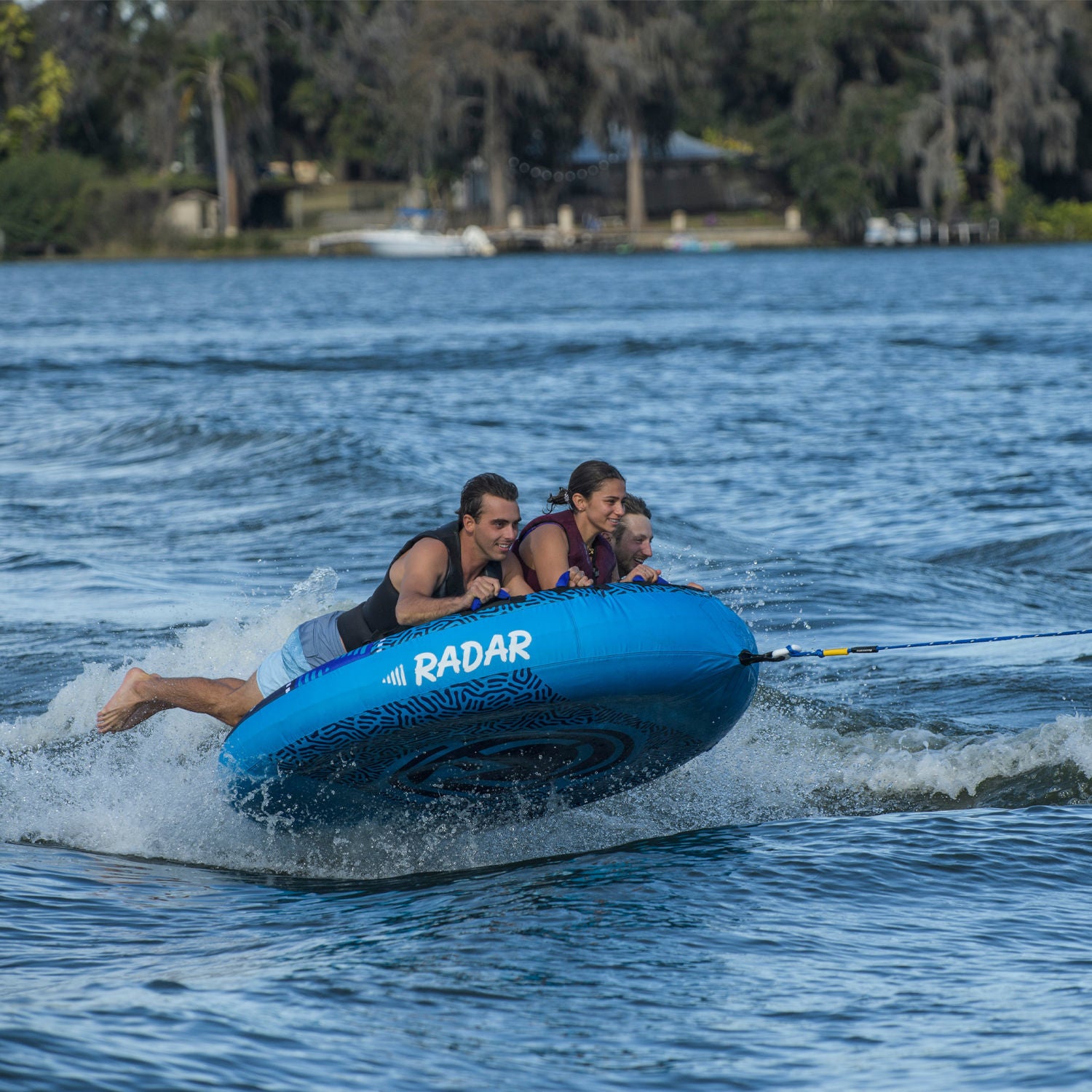 Radar Orion 3 Marshmallow Top Towable Tube - 3 Person Inflatable Water Tube for Boating, Lakes & Beach Fun - Durable & Comfortable for Summer Water Sports